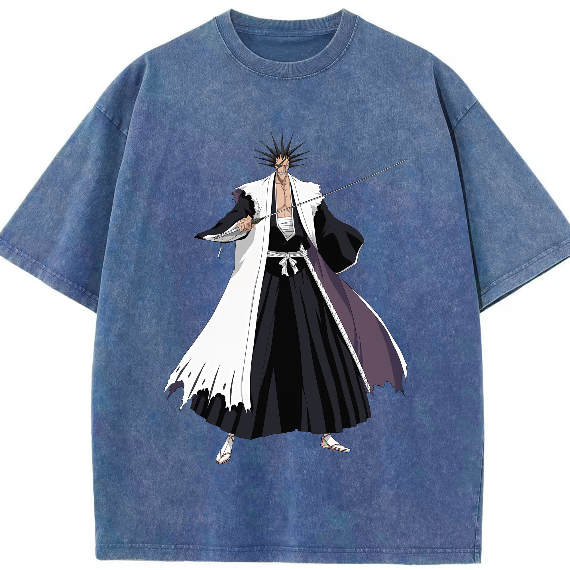 （画像用） ブリーチ ざらき けんぱち BLEACH Zaraki Kenpachi 綿100% ヴィンテージ風 半袖Tシャツ（フロントプリント）