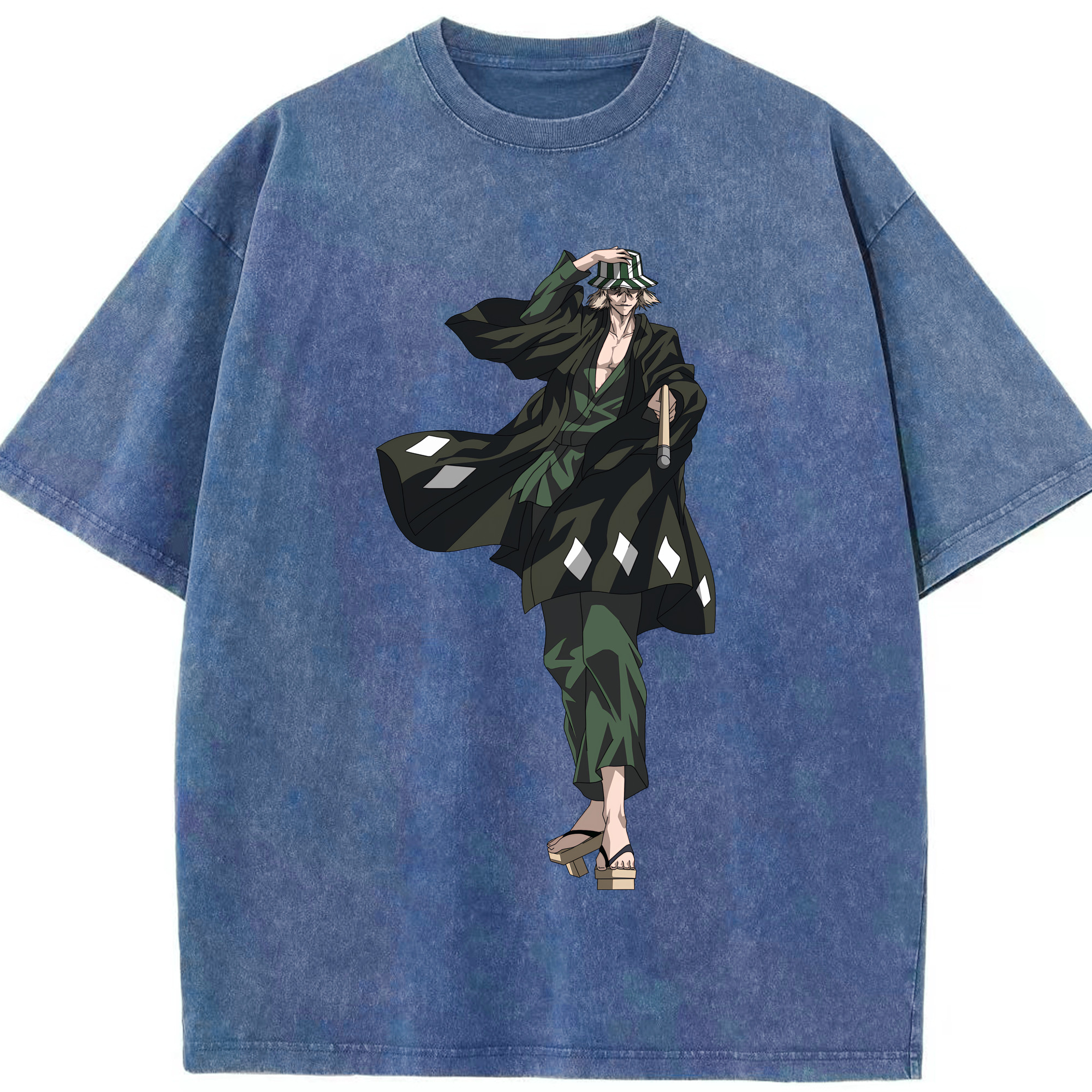 （画像用） "ブリーチ 浦原 喜助（うらはら きすけ） BLEACH Urahara Kisuke " 綿100% ヴィンテージ風 半袖Tシャツ（フロントプリント）
