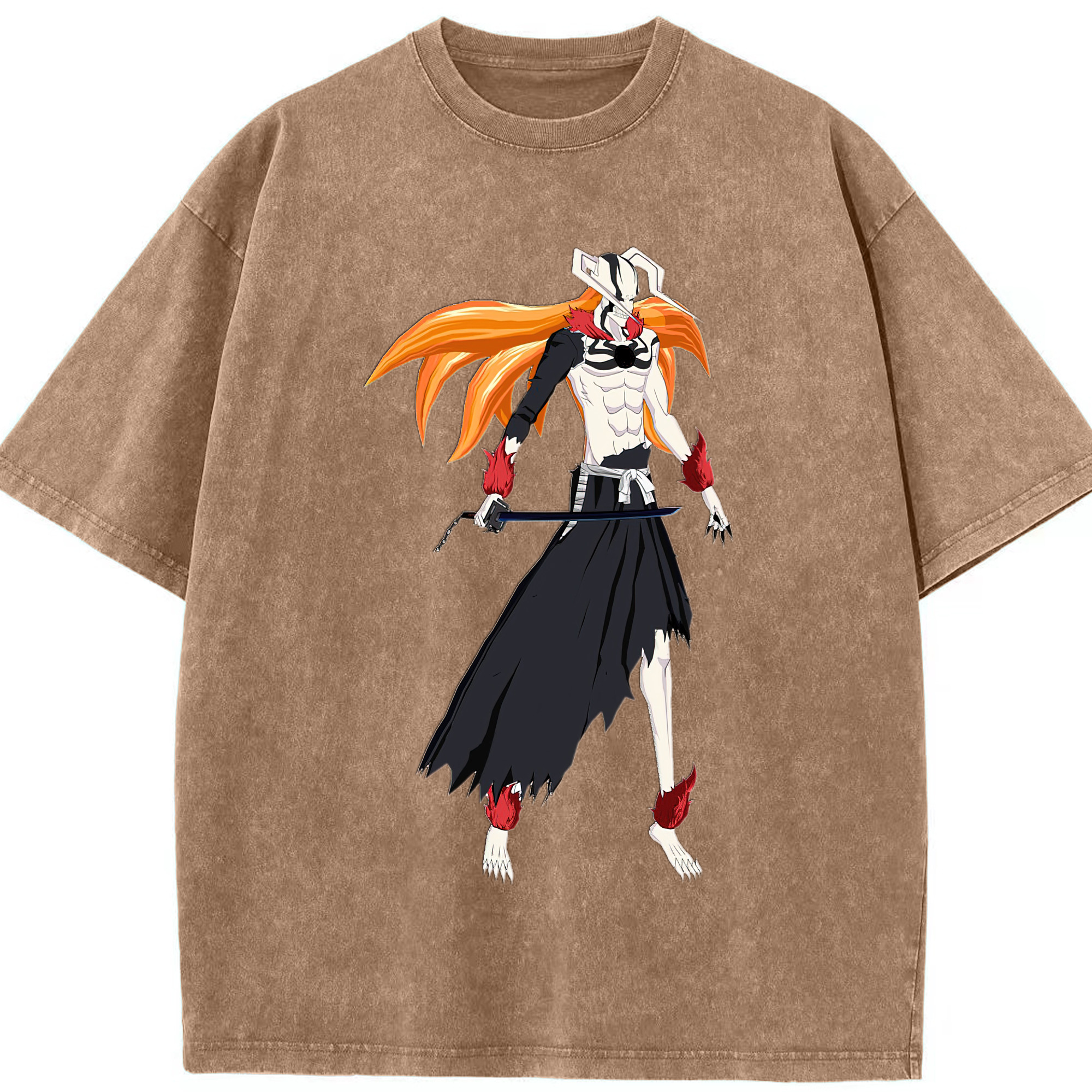 （画像用） ブリーチ 黒崎一護（くろさき いちご）BLEACH Kurosaki Ichigo 綿100% ヴィンテージ風 半袖Tシャツ（フロントプリント）
