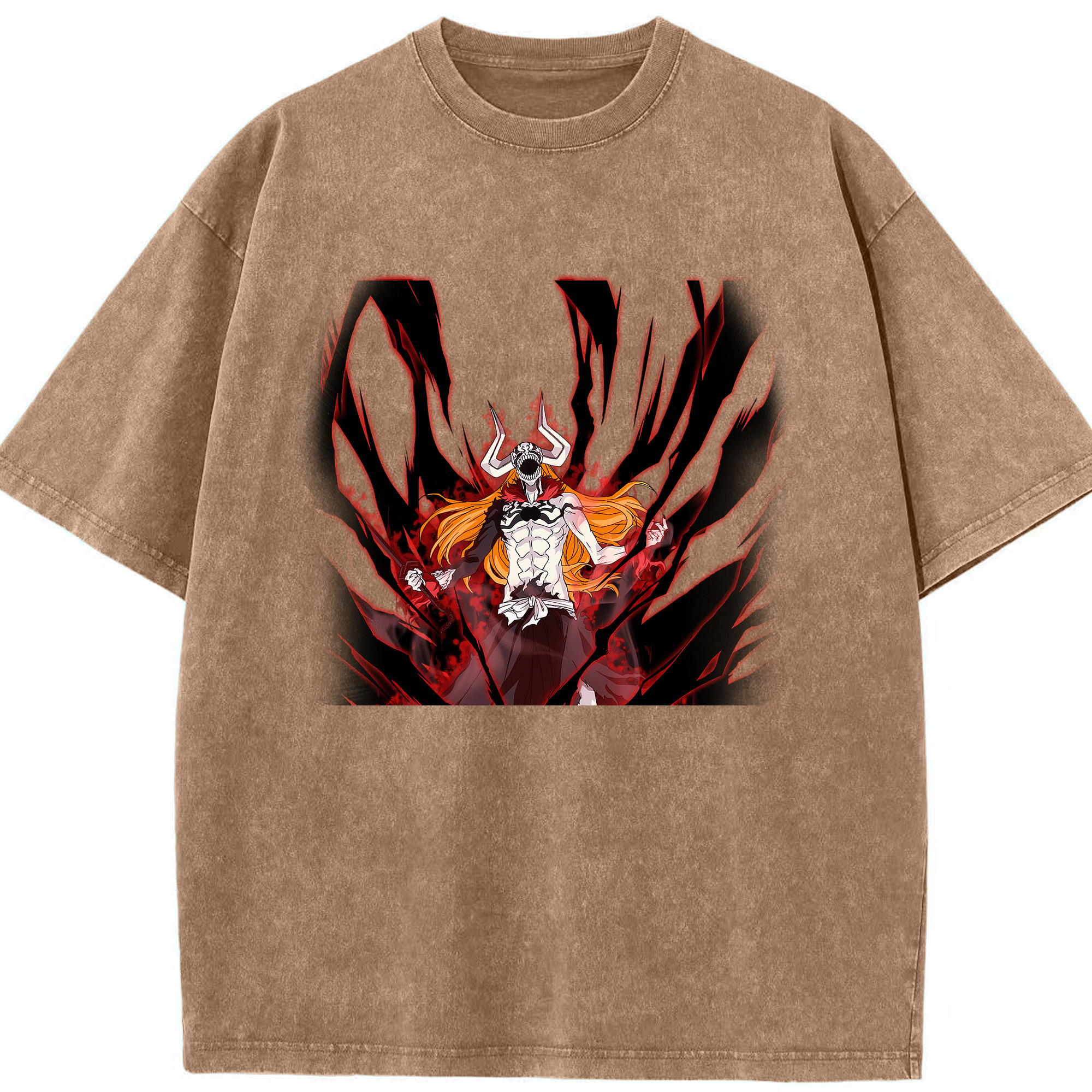 （画像用） ブリーチ 黒崎一護（くろさき いちご）BLEACH Kurosaki Ichigo 綿100% ヴィンテージ風 半袖Tシャツ（フロントプリント）