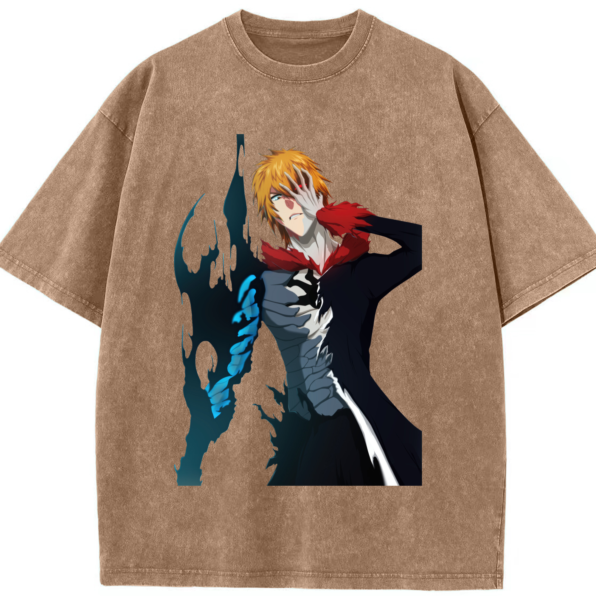 （画像用） ブリーチ 黒崎一護（くろさき いちご）BLEACH Kurosaki Ichigo 綿100% ヴィンテージ風 半袖Tシャツ（フロントプリント）