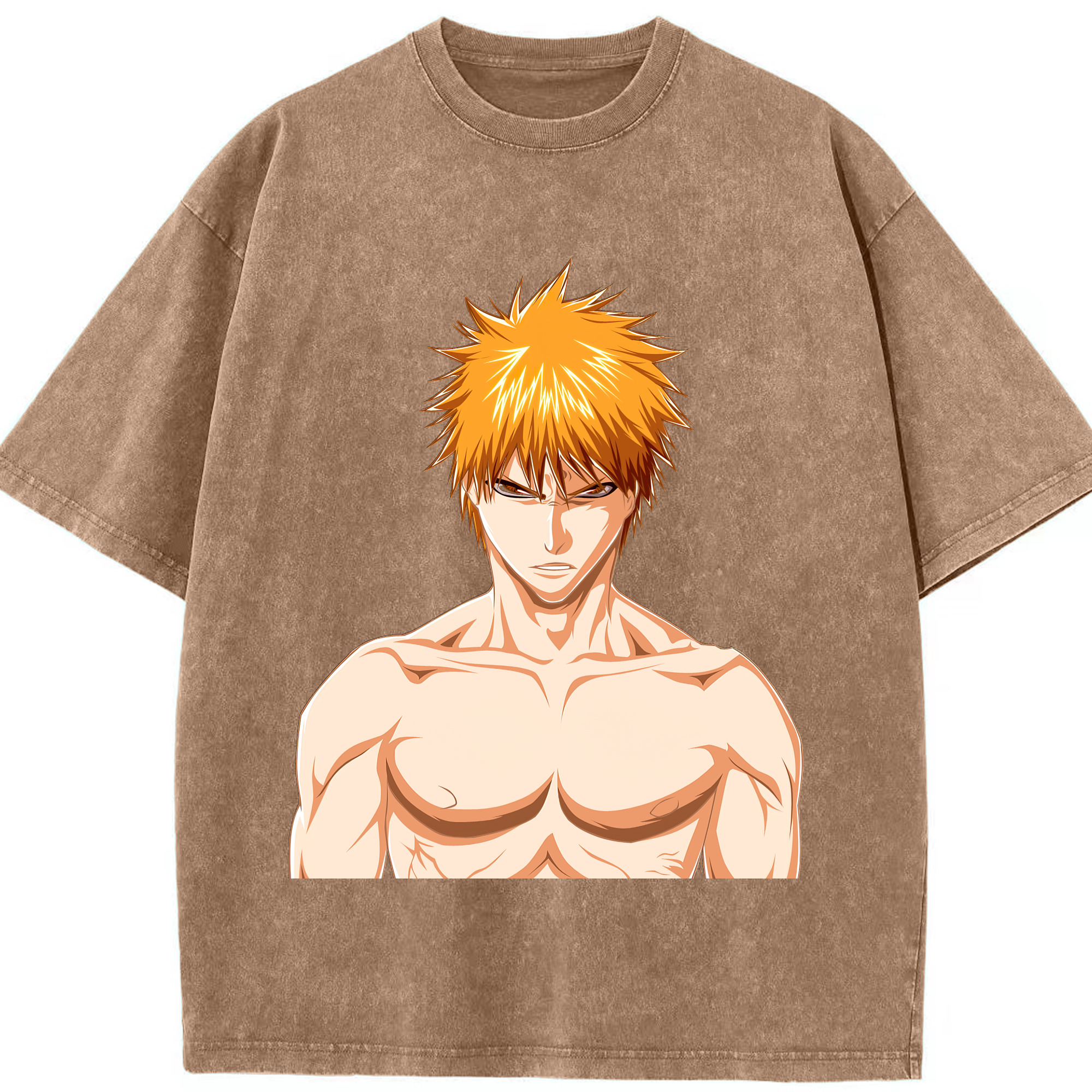 （画像用） ブリーチ 黒崎一護（くろさき いちご）BLEACH Kurosaki Ichigo 綿100% ヴィンテージ風 半袖Tシャツ（フロントプリント）