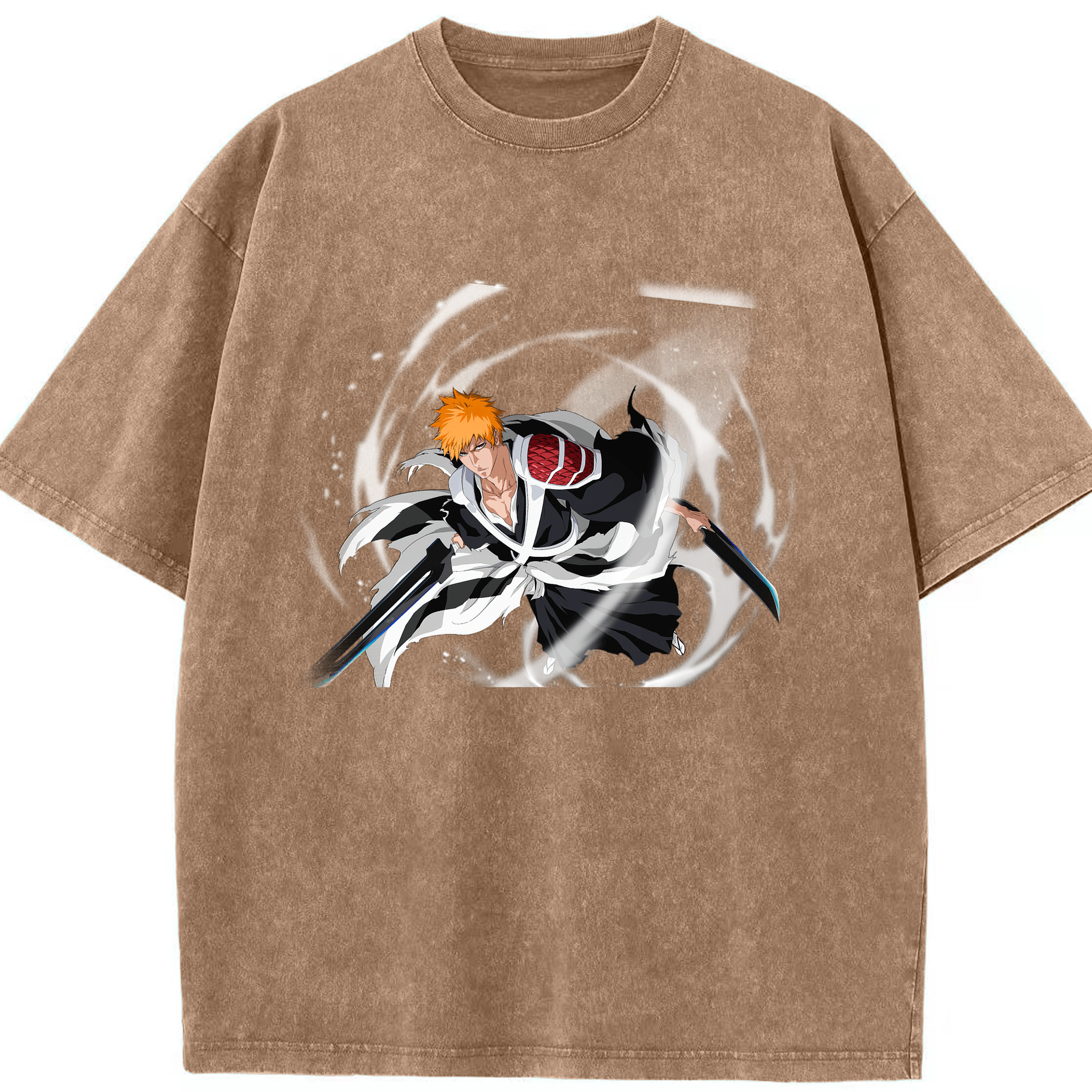 （画像用） ブリーチ 黒崎一護（くろさき いちご）BLEACH Kurosaki Ichigo 綿100% ヴィンテージ風 半袖Tシャツ（フロントプリント）