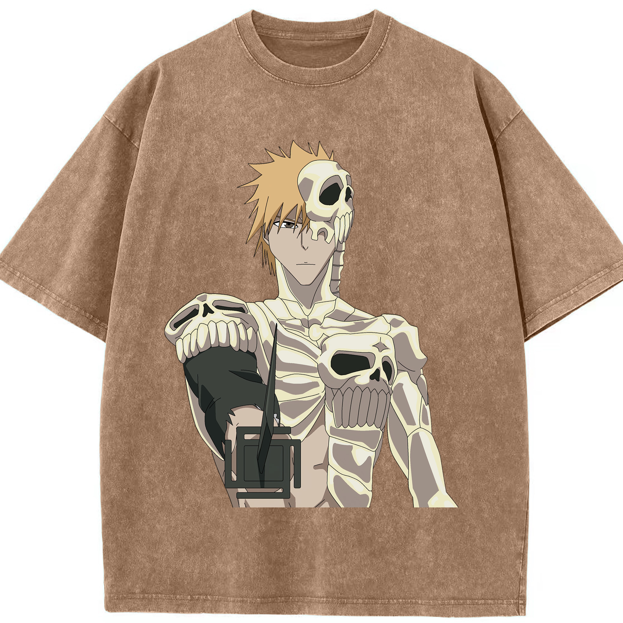 （画像用） ブリーチ 黒崎一護（くろさき いちご）BLEACH Kurosaki Ichigo 綿100% ヴィンテージ風 半袖Tシャツ（フロントプリント）