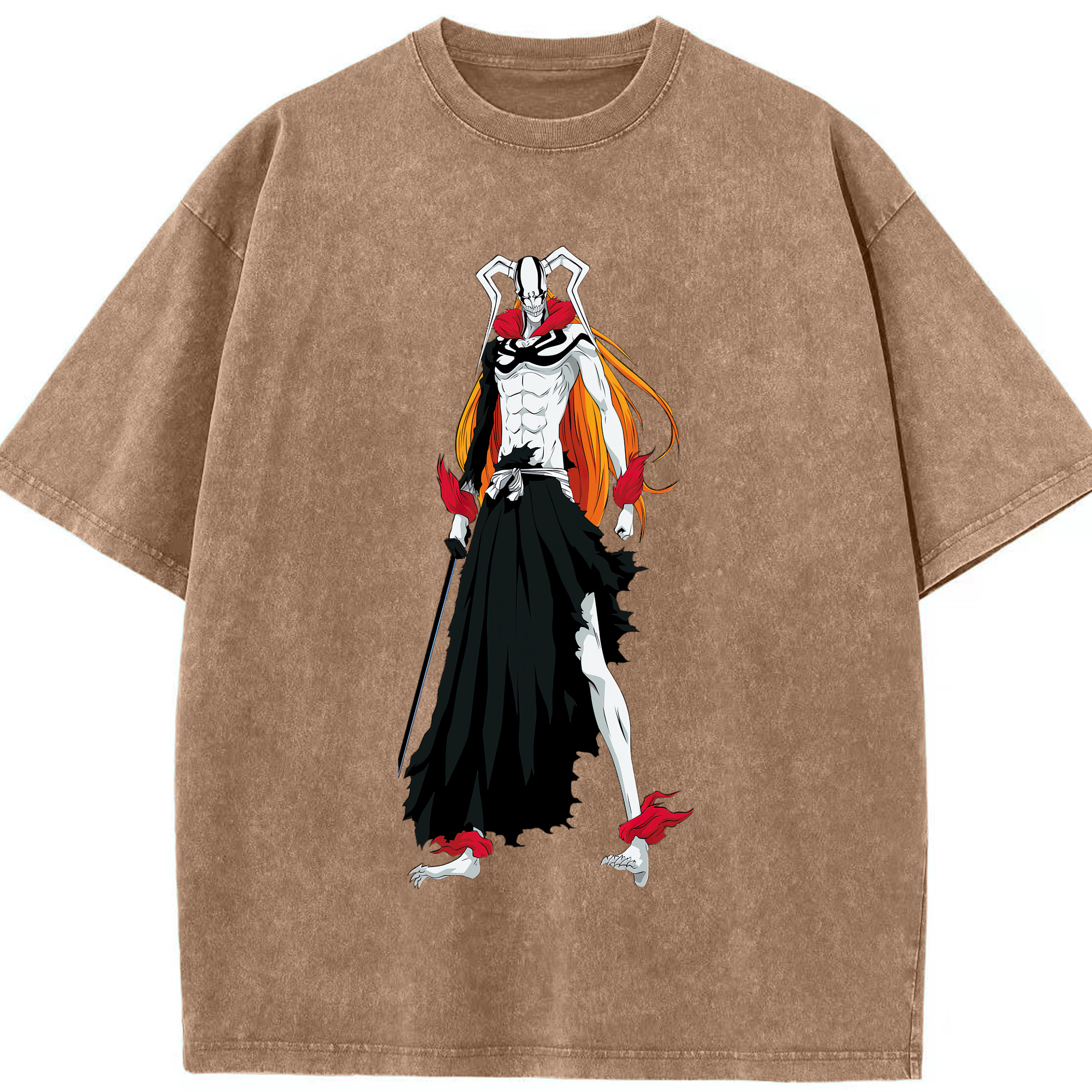 （画像用） ブリーチ 黒崎一護（くろさき いちご）BLEACH Kurosaki Ichigo 綿100% ヴィンテージ風 半袖Tシャツ（フロントプリント）