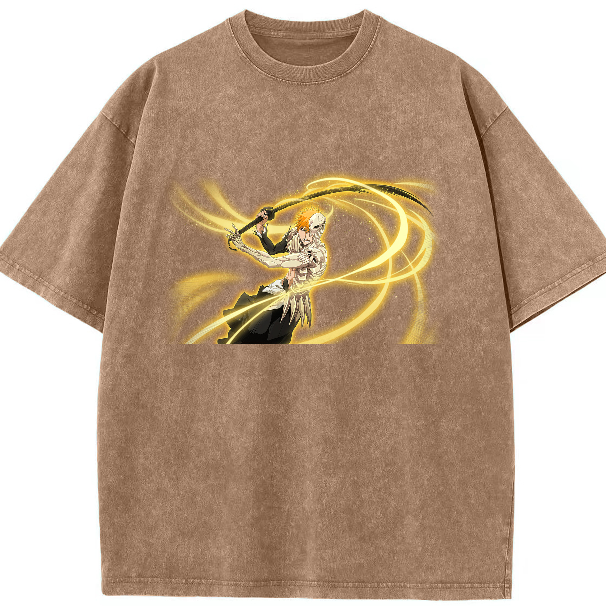 （画像用） ブリーチ 黒崎一護（くろさき いちご）BLEACH Kurosaki Ichigo 綿100% ヴィンテージ風 半袖Tシャツ（フロントプリント）