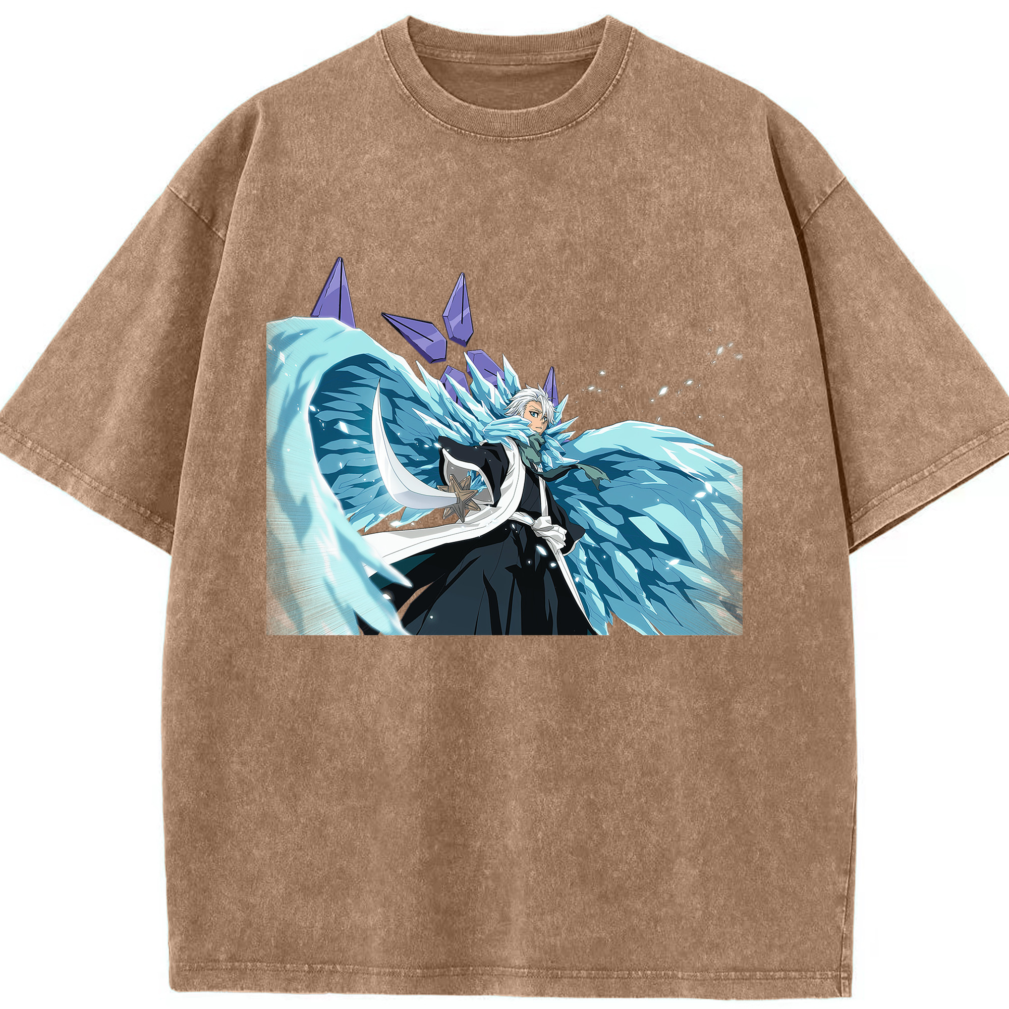 （画像用） ブリーチ 日番谷冬獅郎（ひつがや とうしろう） BLEACH Hitsugaya Toushirou 綿100% ヴィンテージ風 半袖Tシャツ（フロントプリント）