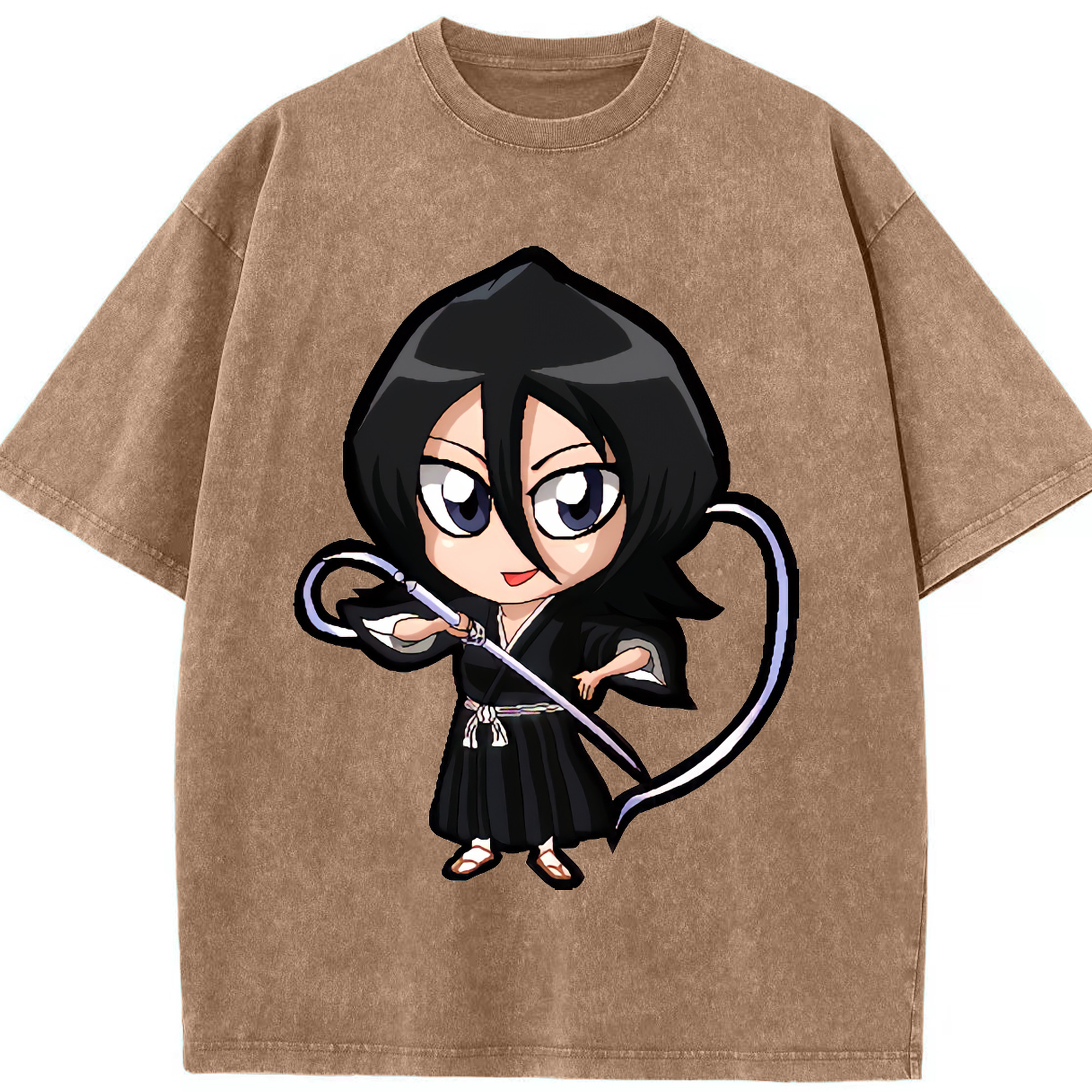 （画像用） ブリーチ 朽木ルキア BLEACH Kuchiki Rukia 綿100% ヴィンテージ風 半袖Tシャツ（フロントプリント）