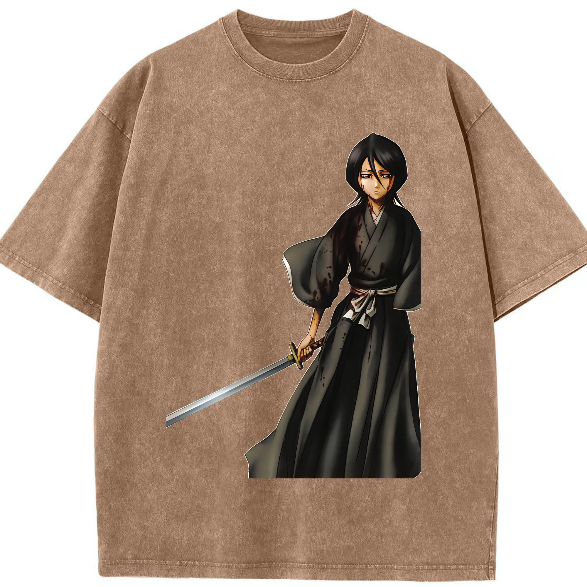 （画像用） ブリーチ 朽木ルキア BLEACH Kuchiki Rukia 綿100% ヴィンテージ風 半袖Tシャツ（フロントプリント）