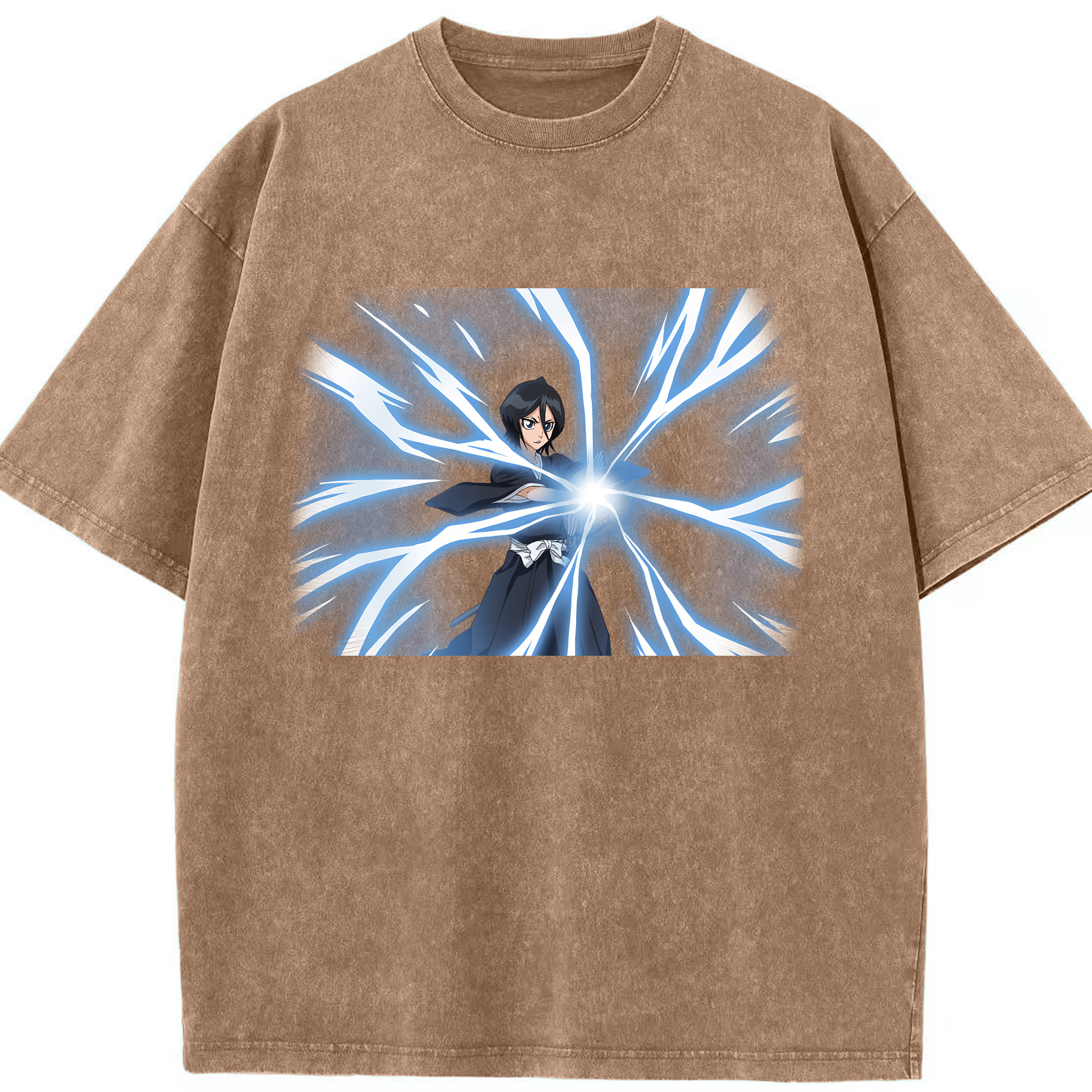 （画像用） ブリーチ 朽木ルキア BLEACH Kuchiki Rukia 綿100% ヴィンテージ風 半袖Tシャツ（フロントプリント）