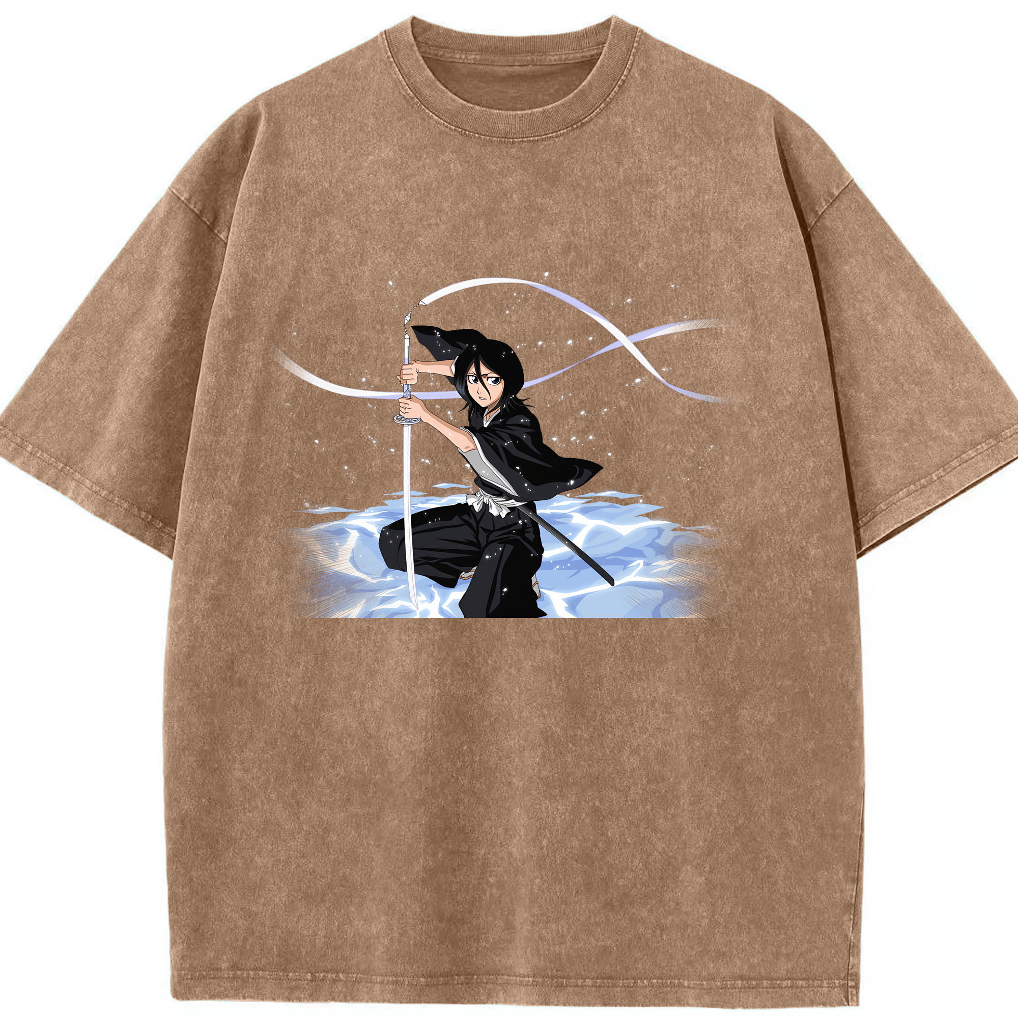 （画像用） ブリーチ 朽木ルキア BLEACH Kuchiki Rukia 綿100% ヴィンテージ風 半袖Tシャツ（フロントプリント）