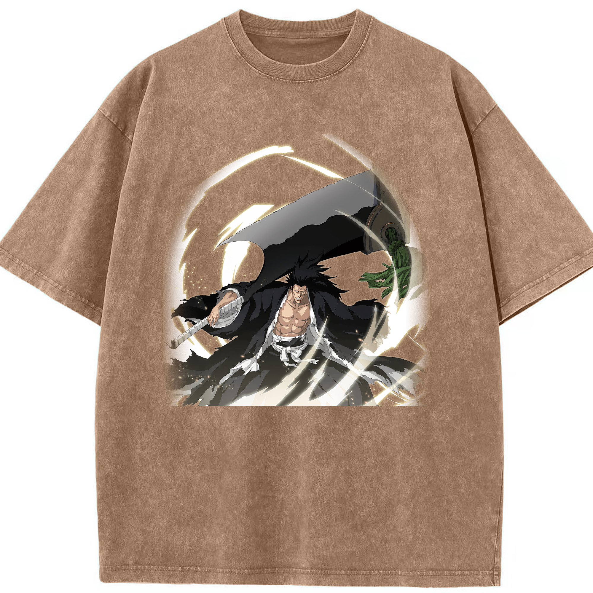 （画像用） ブリーチ ざらき けんぱち BLEACH Zaraki Kenpachi 綿100% ヴィンテージ風 半袖Tシャツ（フロントプリント）