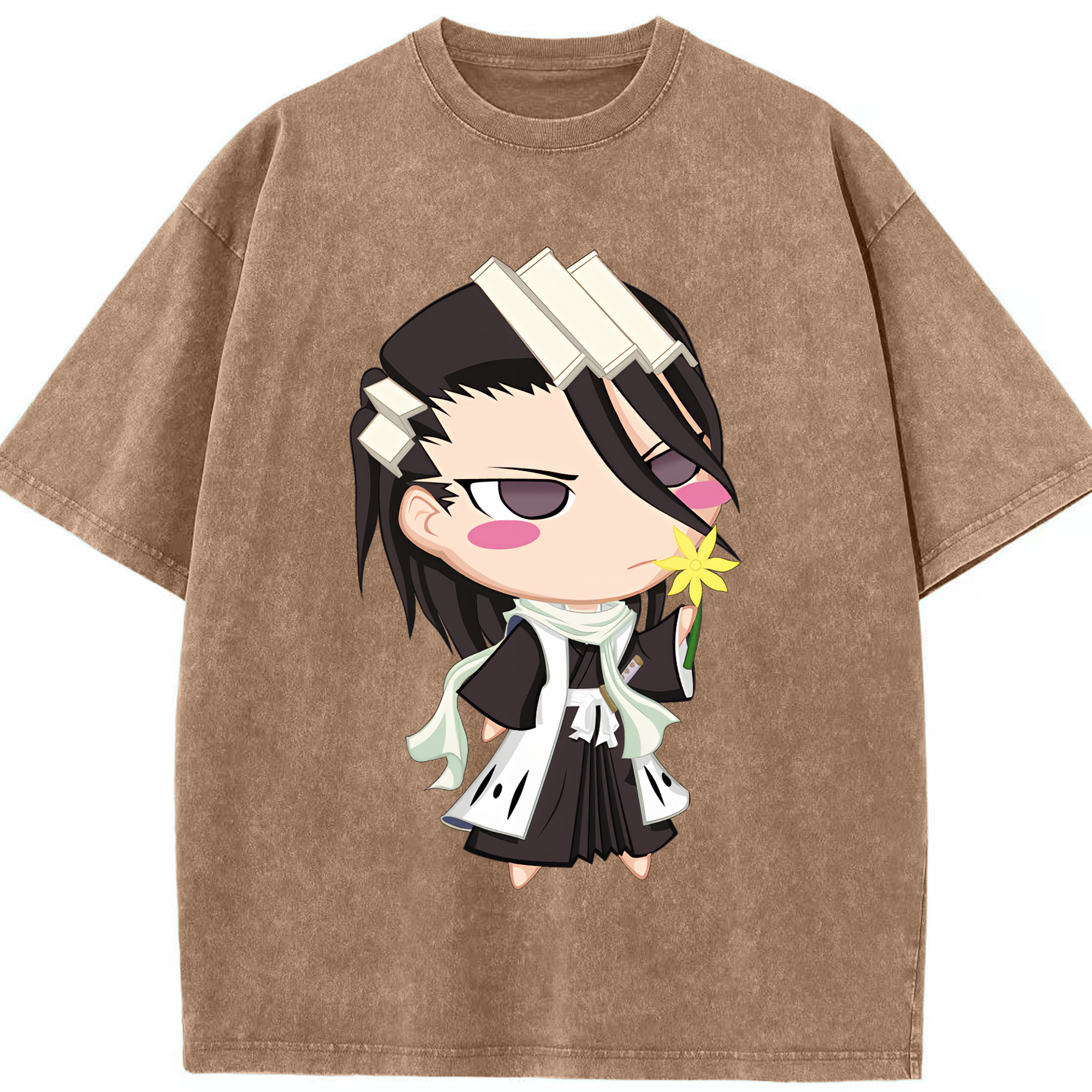 （画像用） ブリーチ くちき びゃくや BLEACH Kuchiki Byakuya 綿100% ヴィンテージ風 半袖Tシャツ（フロントプリント）
