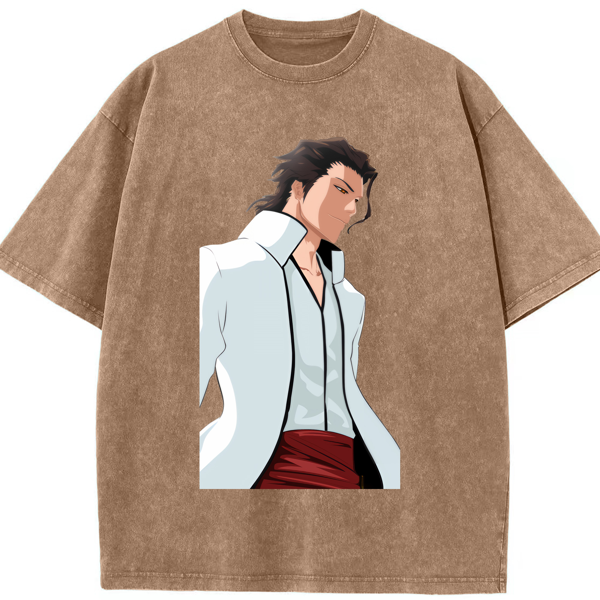 （画像用） ブリーチ 藍染 惣右介（あいぜん そうすけ） BLEACH Aizen Sousuke 綿100% ヴィンテージ風 半袖Tシャツ（フロントプリント）
