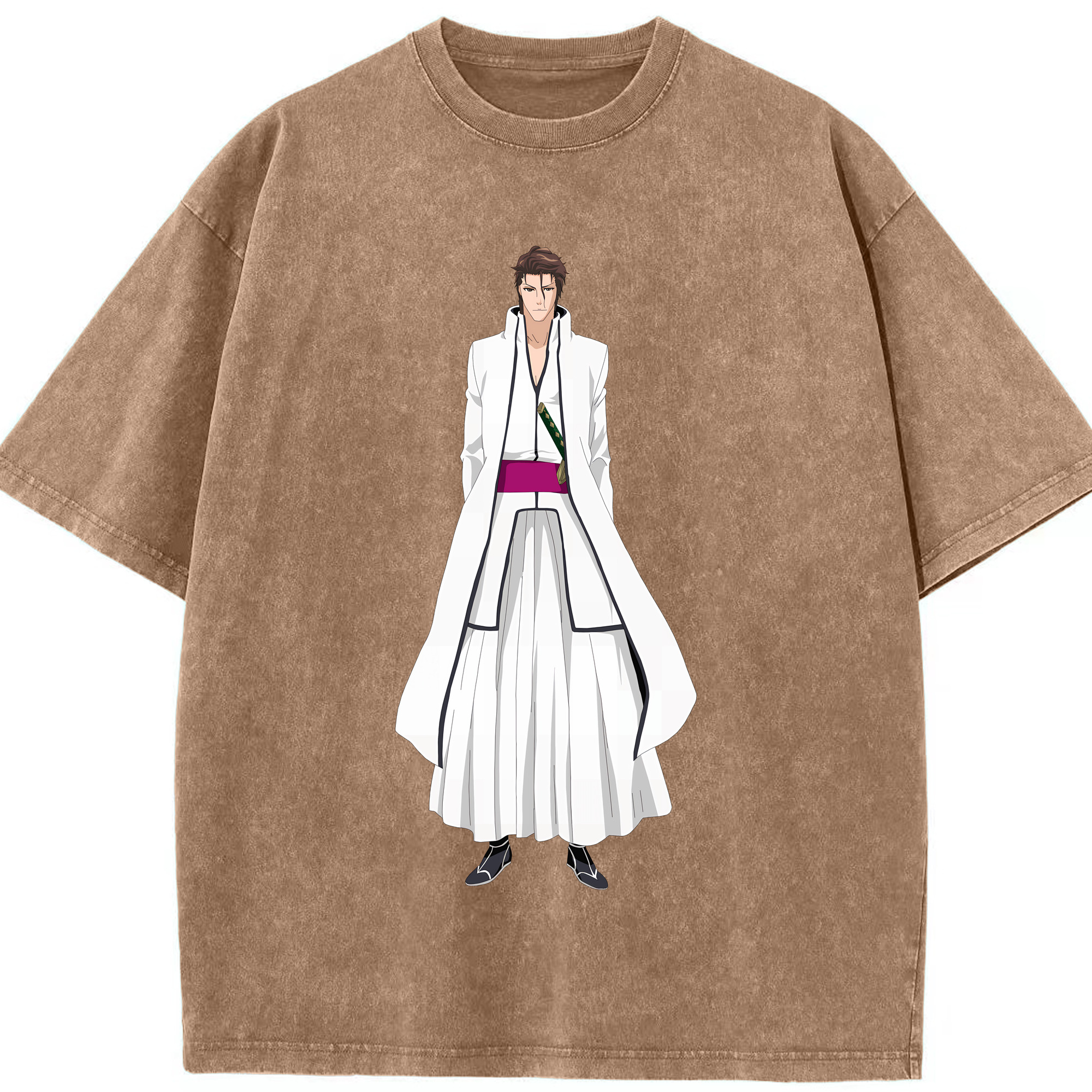 （画像用） ブリーチ 藍染 惣右介（あいぜん そうすけ） BLEACH Aizen Sousuke 綿100% ヴィンテージ風 半袖Tシャツ（フロントプリント）