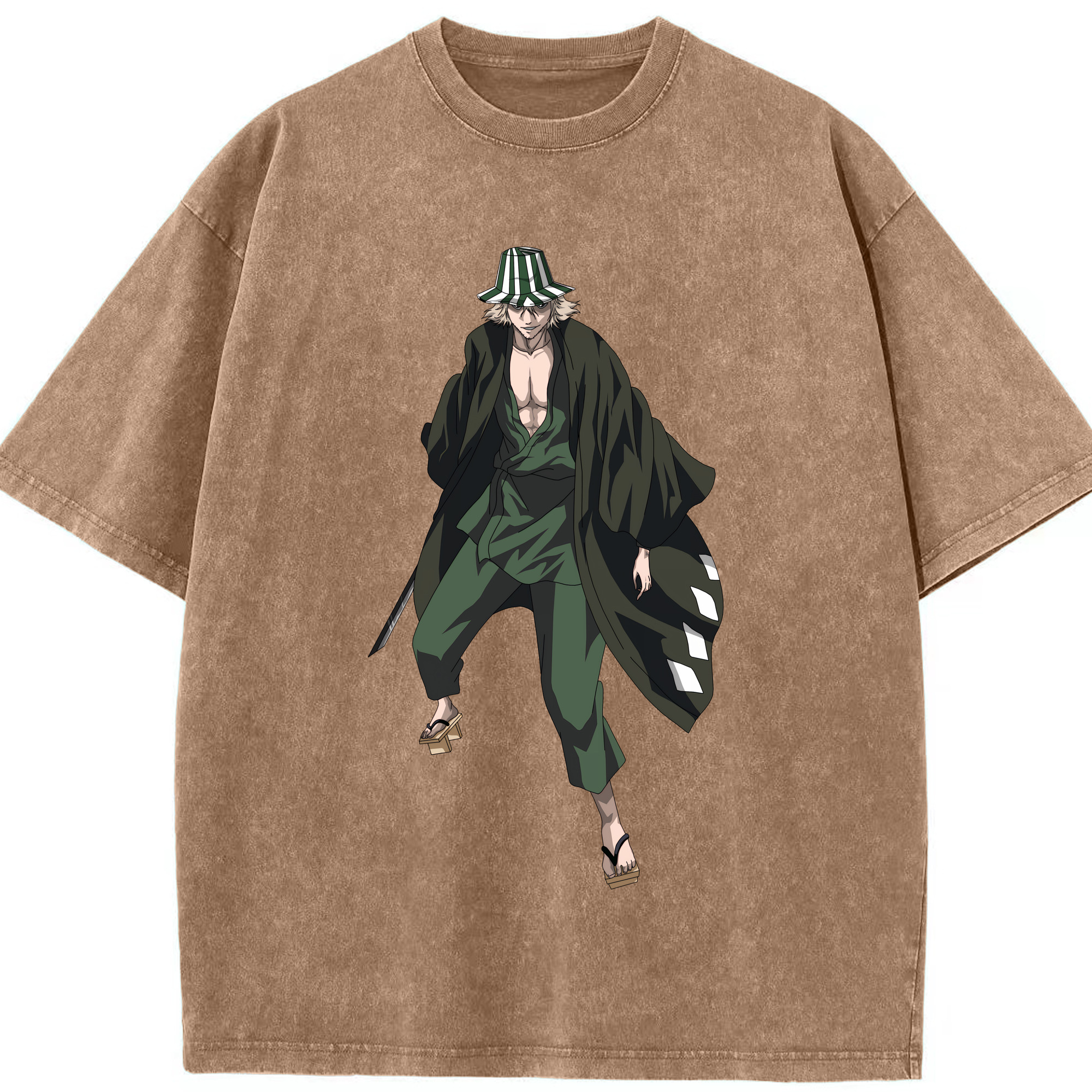（画像用） "ブリーチ 浦原 喜助（うらはら きすけ） BLEACH Urahara Kisuke " 綿100% ヴィンテージ風 半袖Tシャツ（フロントプリント）