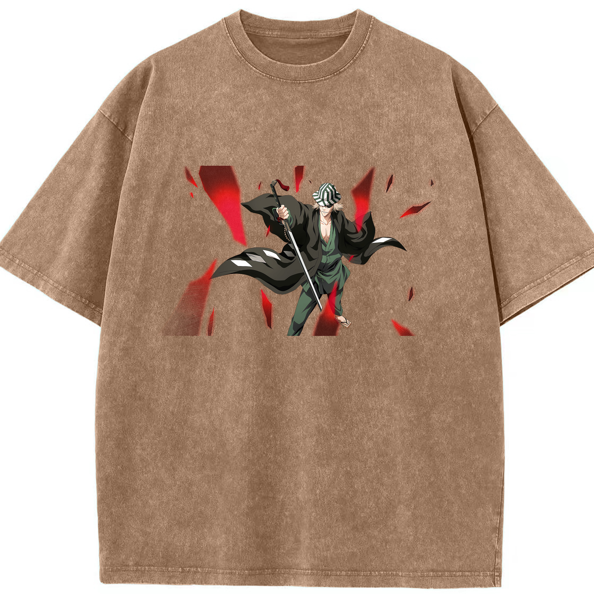 （画像用） "ブリーチ 浦原 喜助（うらはら きすけ） BLEACH Urahara Kisuke " 綿100% ヴィンテージ風 半袖Tシャツ（フロントプリント）