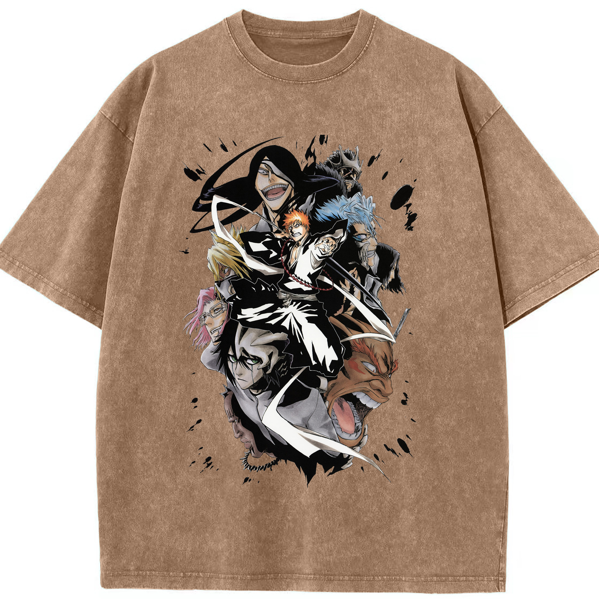 （画像用） ブリーチ 黒崎一護（くろさき いちご）BLEACH Kurosaki Ichigo 綿100% ヴィンテージ風 半袖Tシャツ（フロントプリント）