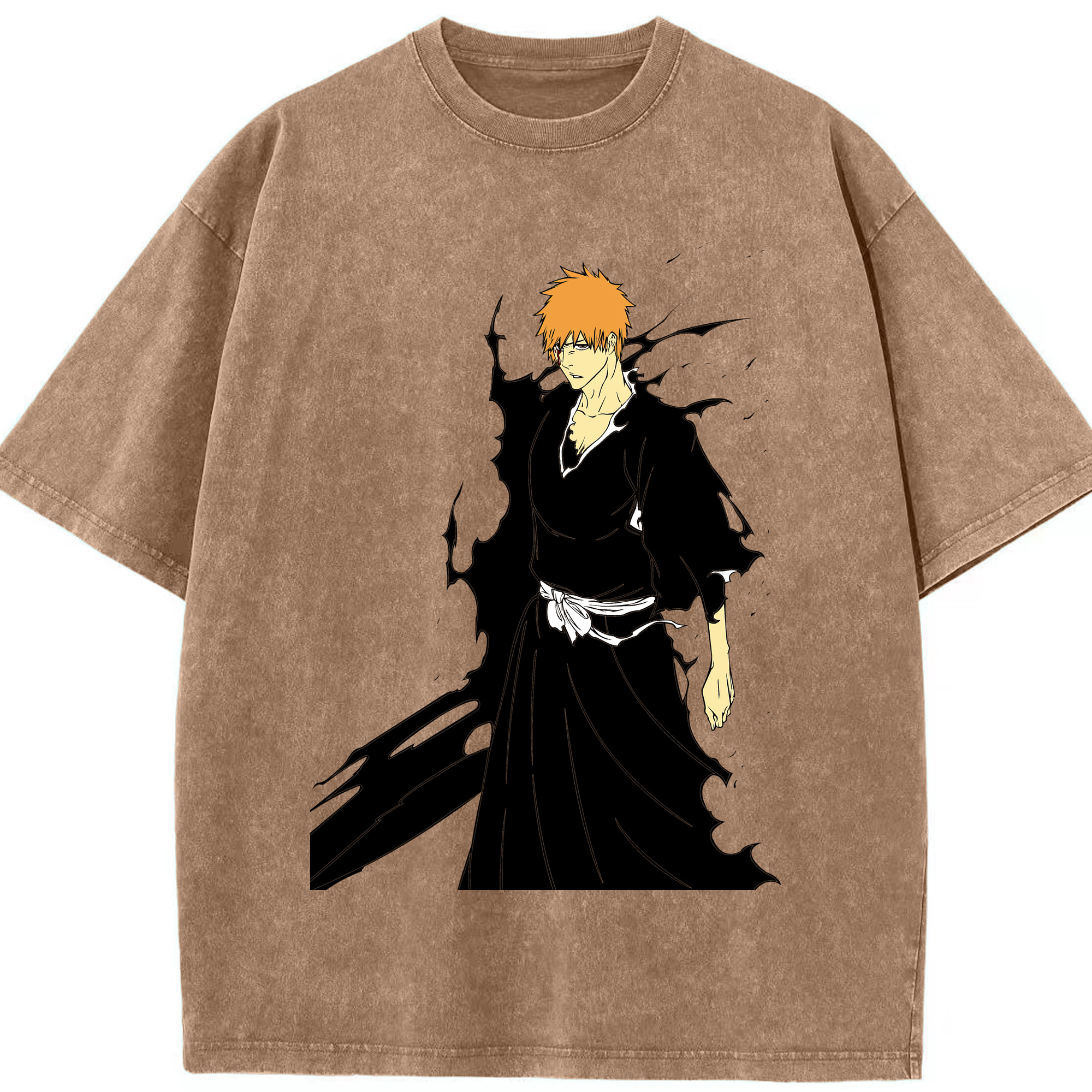 （画像用） ブリーチ 黒崎一護（くろさき いちご）BLEACH Kurosaki Ichigo 綿100% ヴィンテージ風 半袖Tシャツ（フロントプリント）