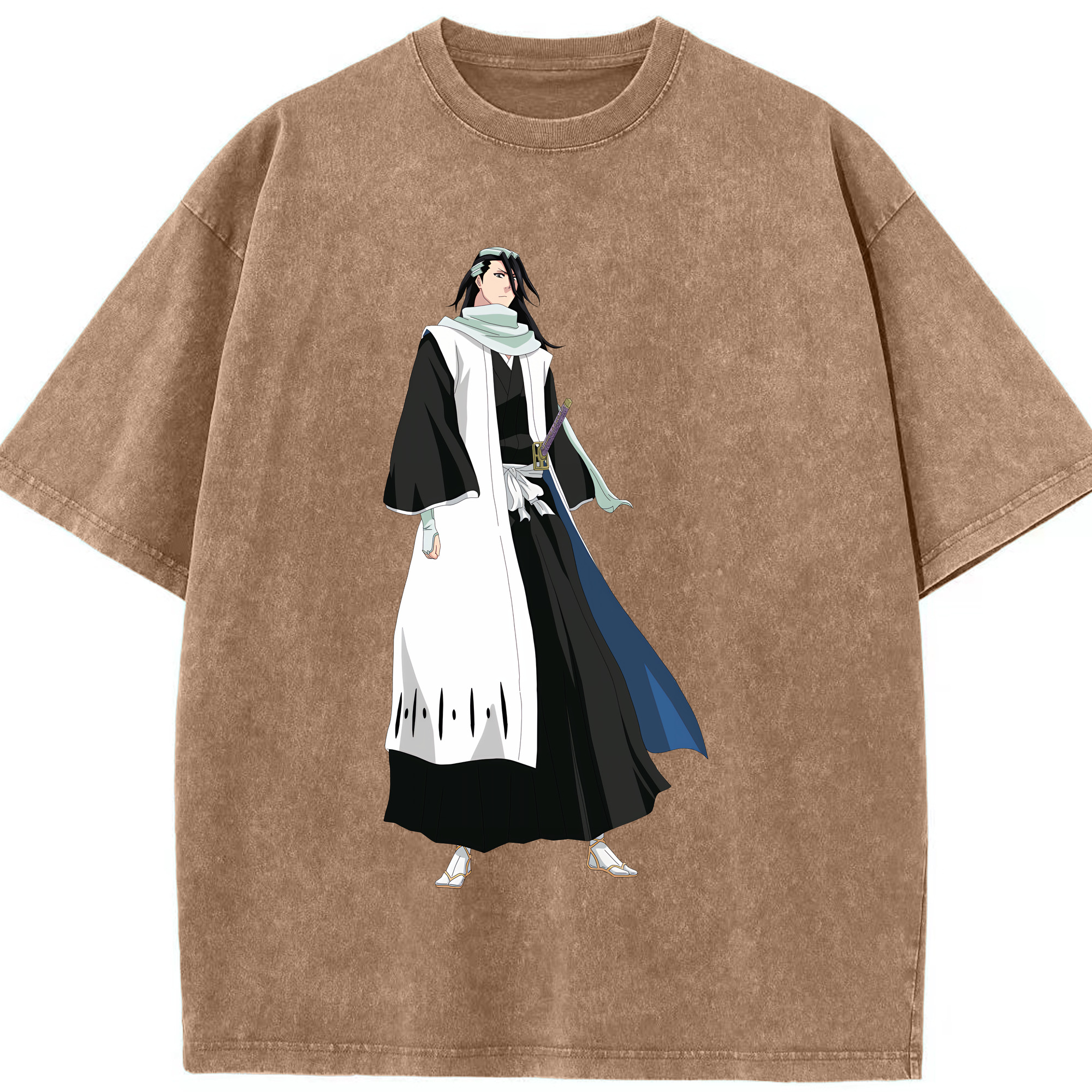 （画像用） ブリーチ くちき びゃくや BLEACH Kuchiki Byakuya 綿100% ヴィンテージ風 半袖Tシャツ（フロントプリント）