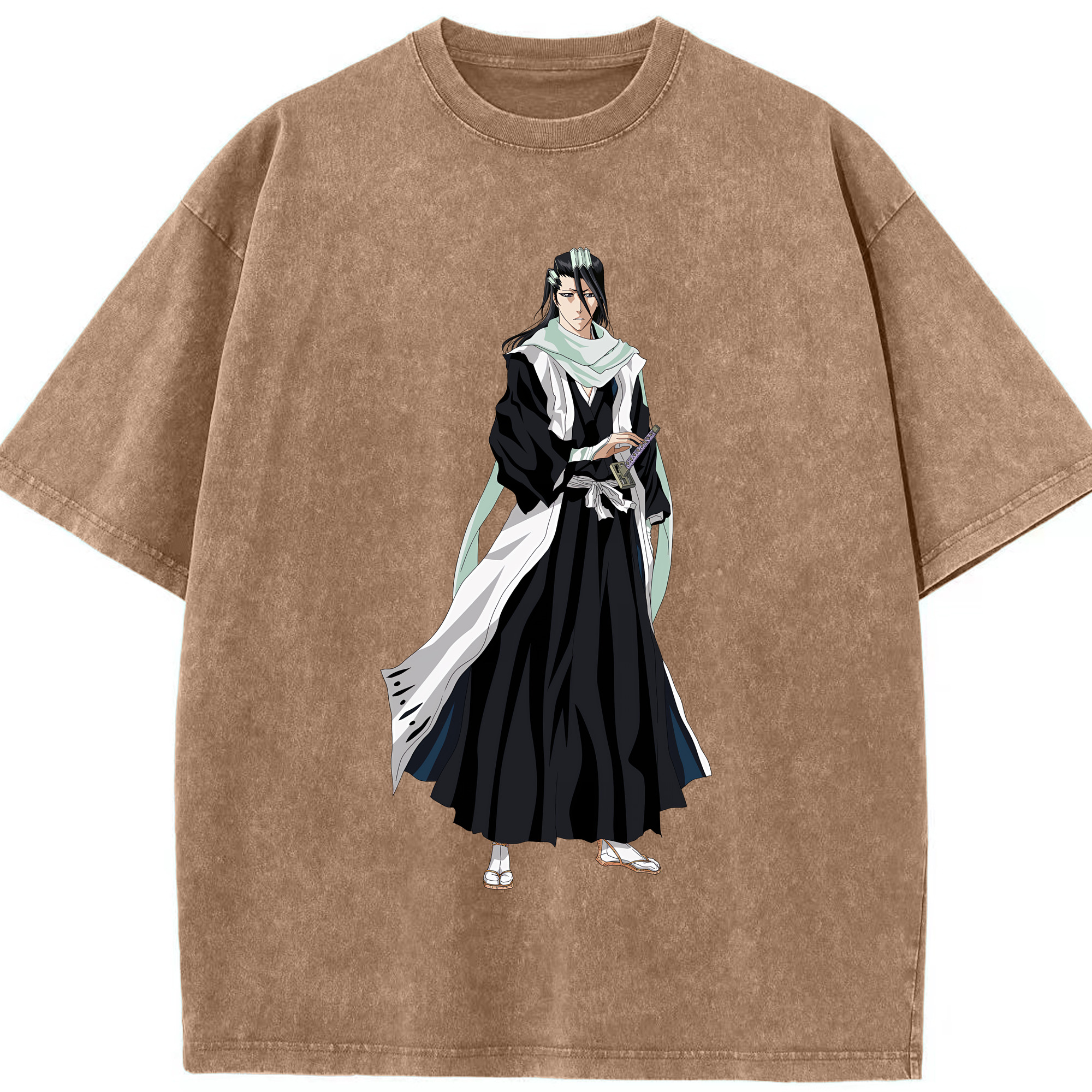 （画像用） ブリーチ くちき びゃくや BLEACH Kuchiki Byakuya 綿100% ヴィンテージ風 半袖Tシャツ（フロントプリント）