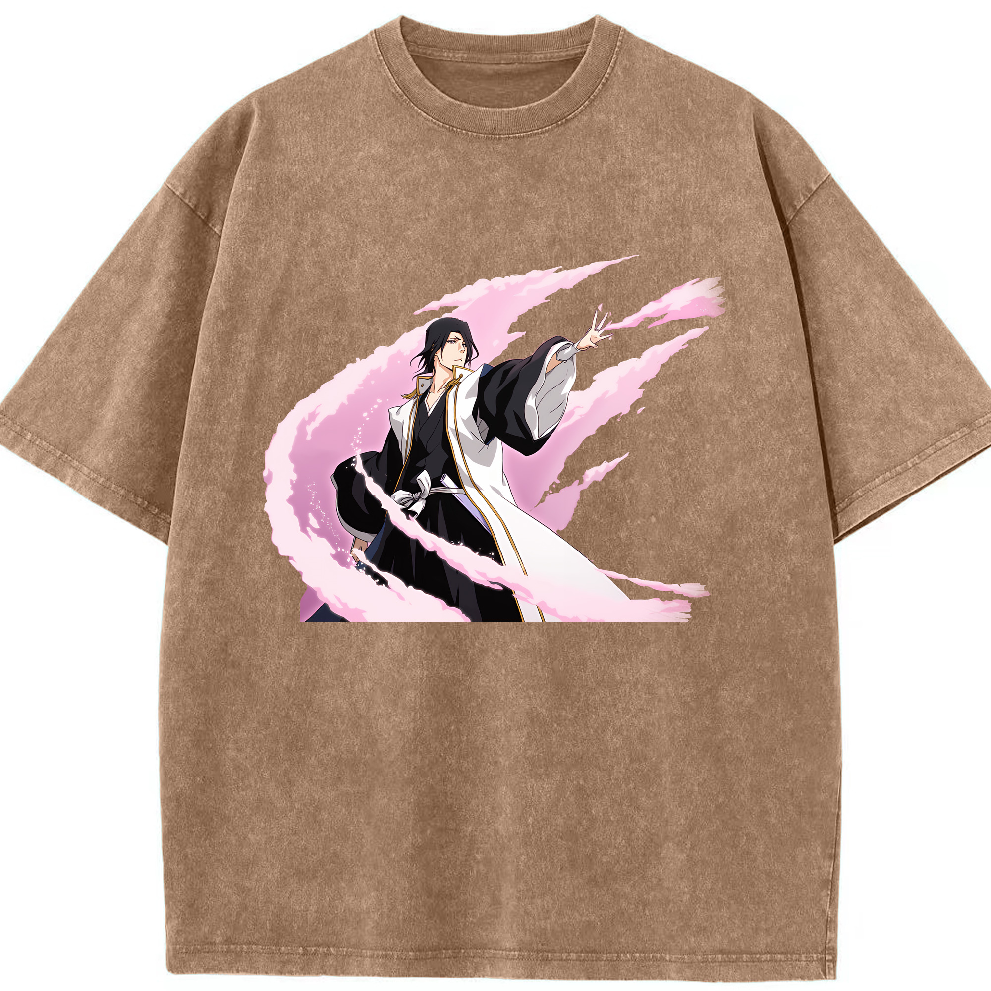 （画像用） ブリーチ くちき びゃくや BLEACH Kuchiki Byakuya 綿100% ヴィンテージ風 半袖Tシャツ（フロントプリント）