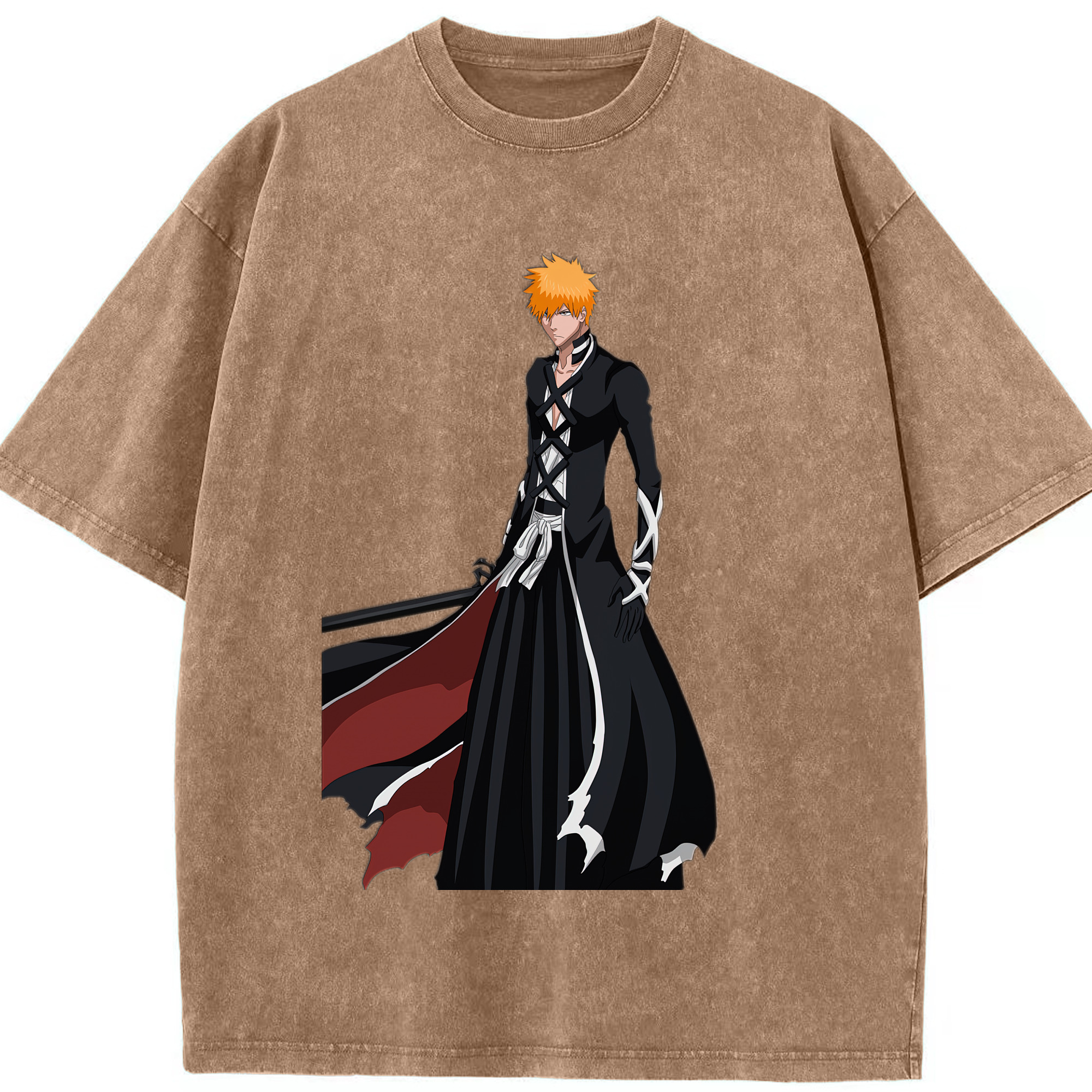 （画像用） ブリーチ 黒崎一護（くろさき いちご）BLEACH Kurosaki Ichigo 綿100% ヴィンテージ風 半袖Tシャツ（フロントプリント）