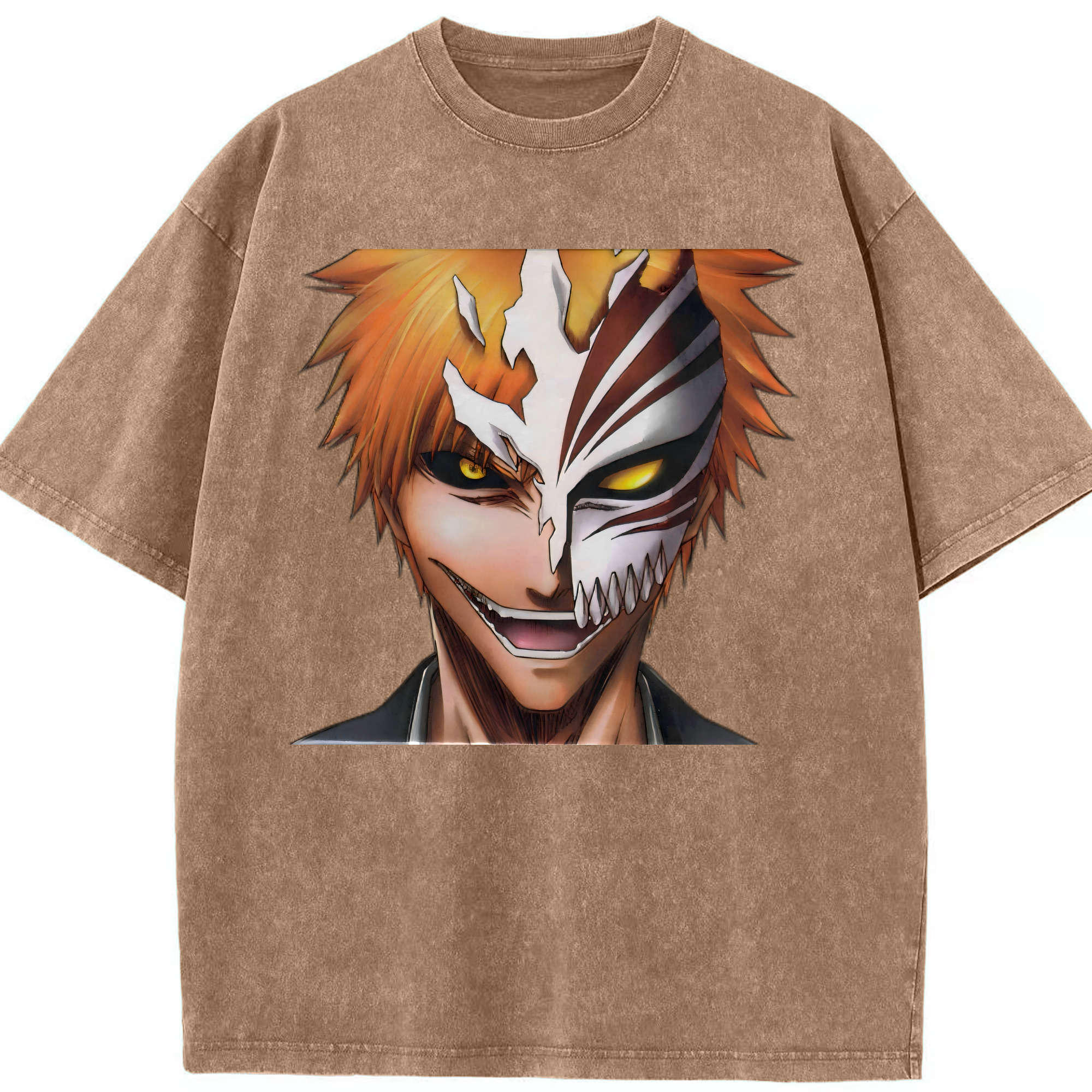 （画像用） ブリーチ 黒崎一護（くろさき いちご）BLEACH Kurosaki Ichigo 綿100% ヴィンテージ風 半袖Tシャツ（フロントプリント）
