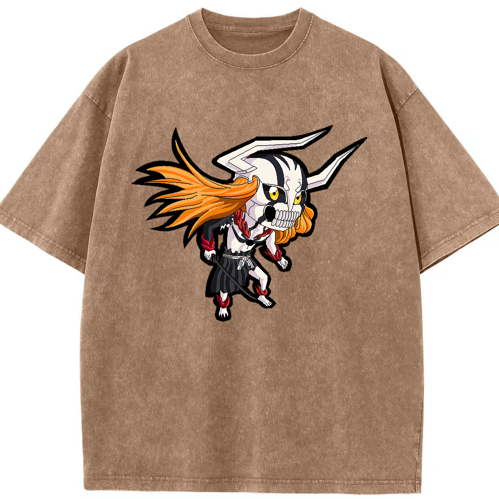 （画像用） ブリーチ 黒崎一護（くろさき いちご）BLEACH Kurosaki Ichigo 綿100% ヴィンテージ風 半袖Tシャツ（フロントプリント）