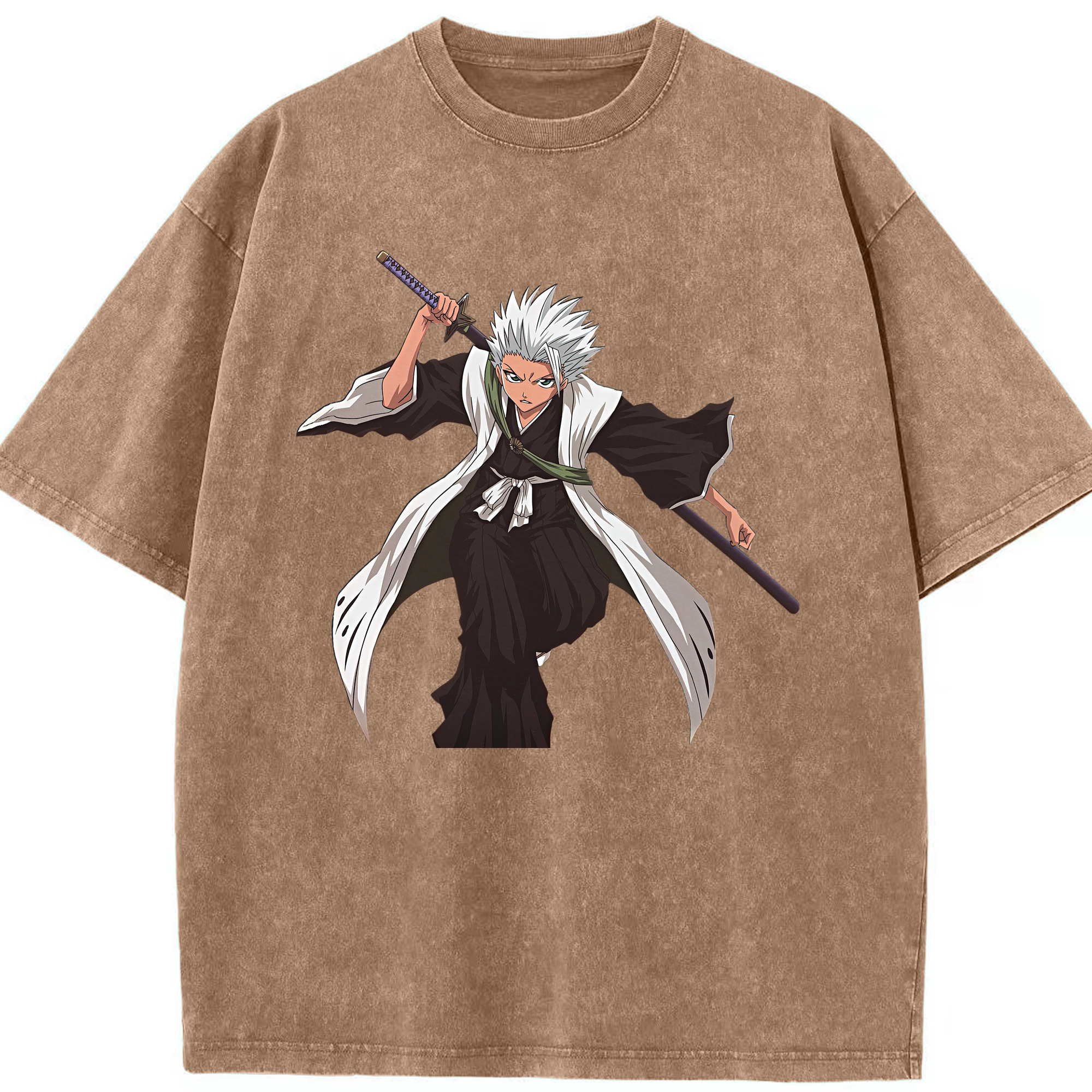 （画像用） ブリーチ 日番谷冬獅郎（ひつがや とうしろう） BLEACH Hitsugaya Toushirou 綿100% ヴィンテージ風 半袖Tシャツ（フロントプリント）