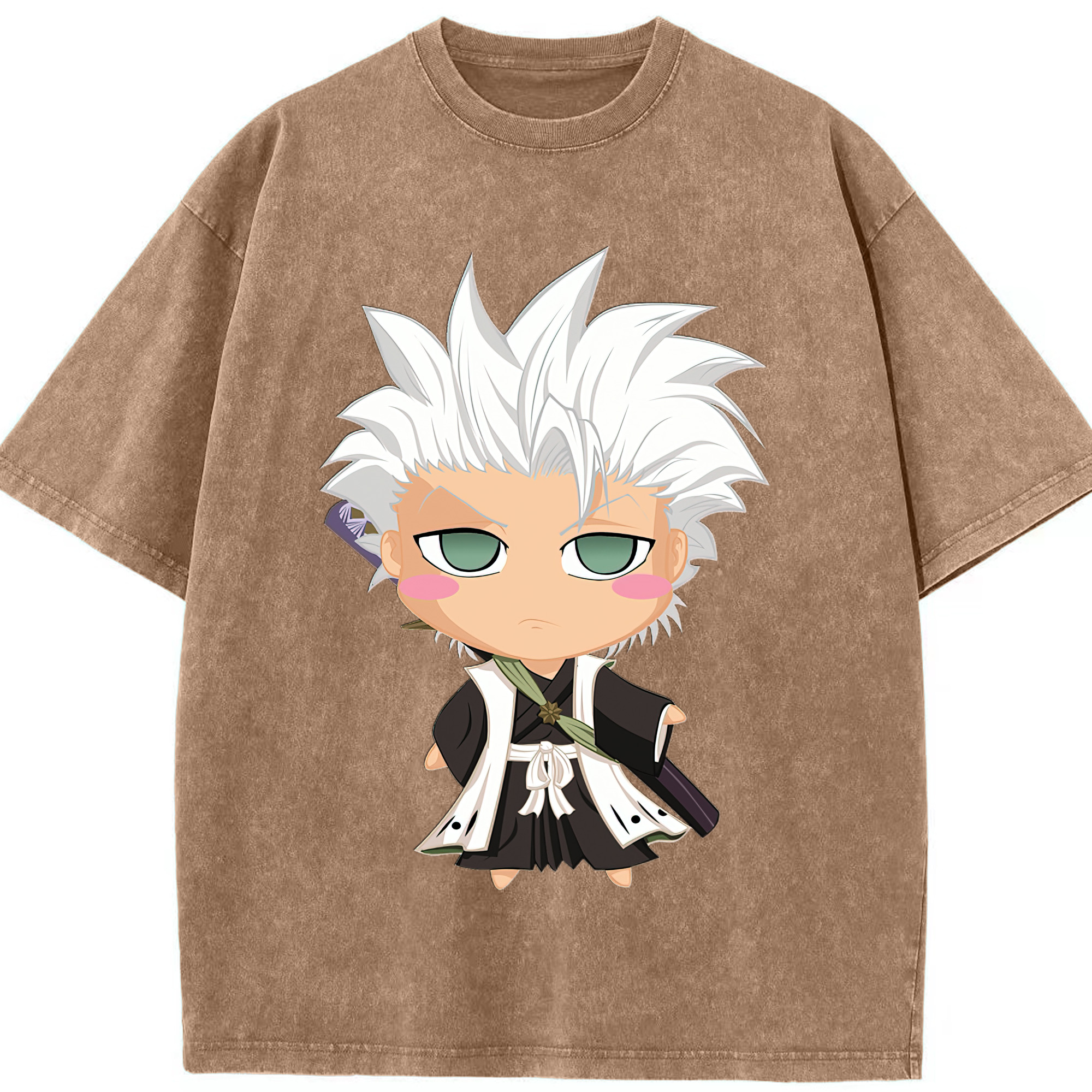 （画像用） ブリーチ 日番谷冬獅郎（ひつがや とうしろう） BLEACH Hitsugaya Toushirou 綿100% ヴィンテージ風 半袖Tシャツ（フロントプリント）