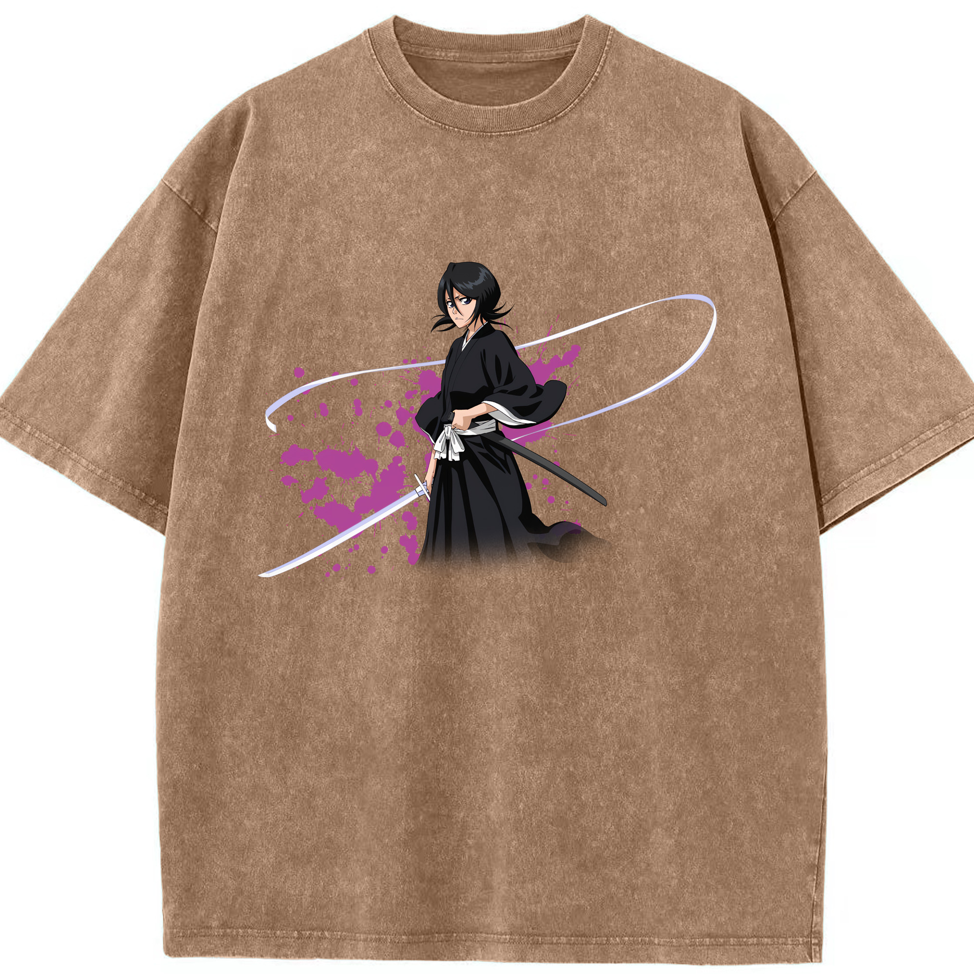 （画像用） ブリーチ 朽木ルキア BLEACH Kuchiki Rukia 綿100% ヴィンテージ風 半袖Tシャツ（フロントプリント）