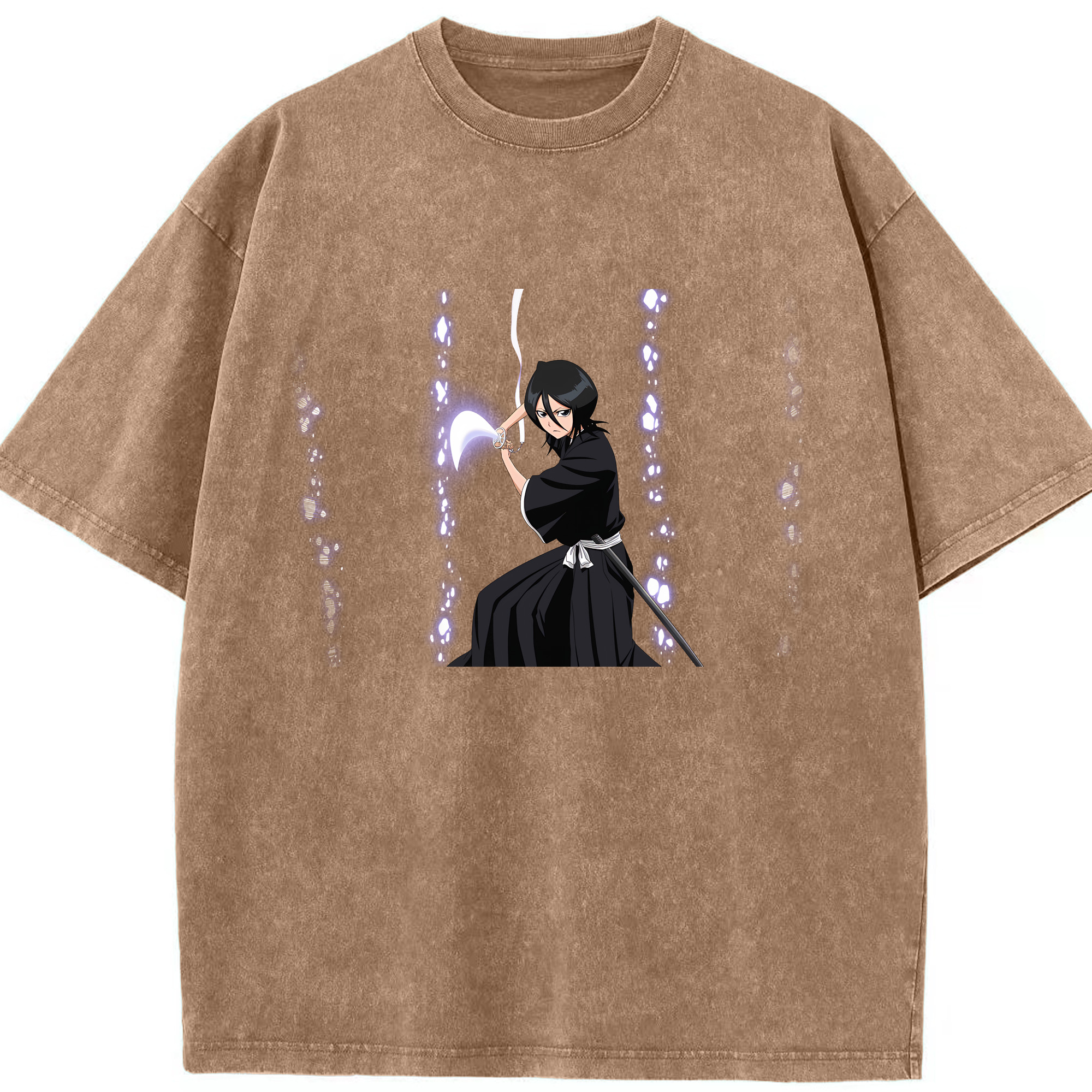 （画像用） ブリーチ 朽木ルキア BLEACH Kuchiki Rukia 綿100% ヴィンテージ風 半袖Tシャツ（フロントプリント）