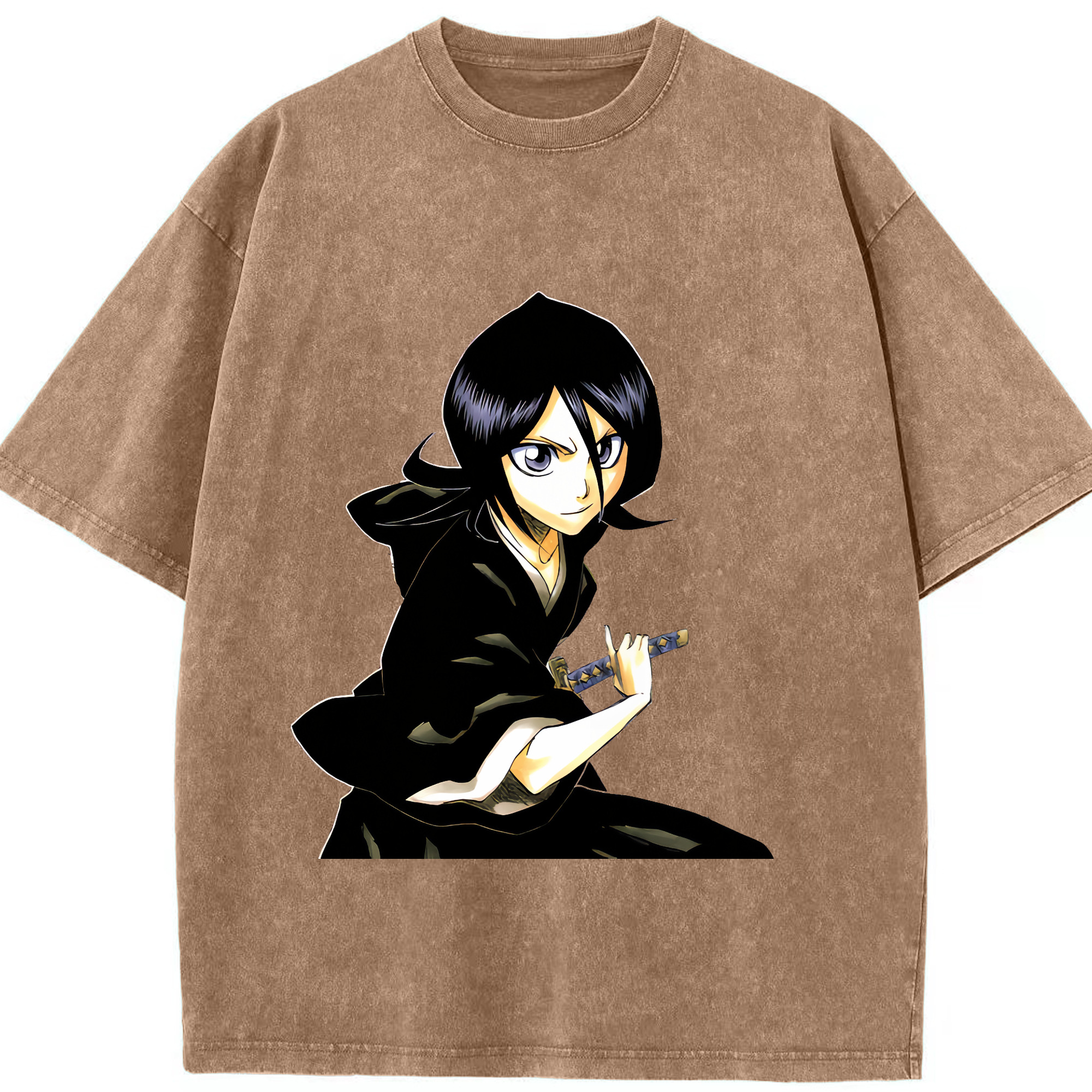 （画像用） ブリーチ 朽木ルキア BLEACH Kuchiki Rukia 綿100% ヴィンテージ風 半袖Tシャツ（フロントプリント）