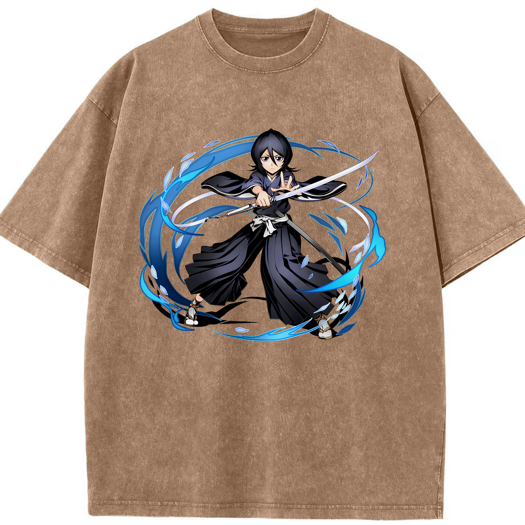 （画像用） ブリーチ 朽木ルキア BLEACH Kuchiki Rukia 綿100% ヴィンテージ風 半袖Tシャツ（フロントプリント）