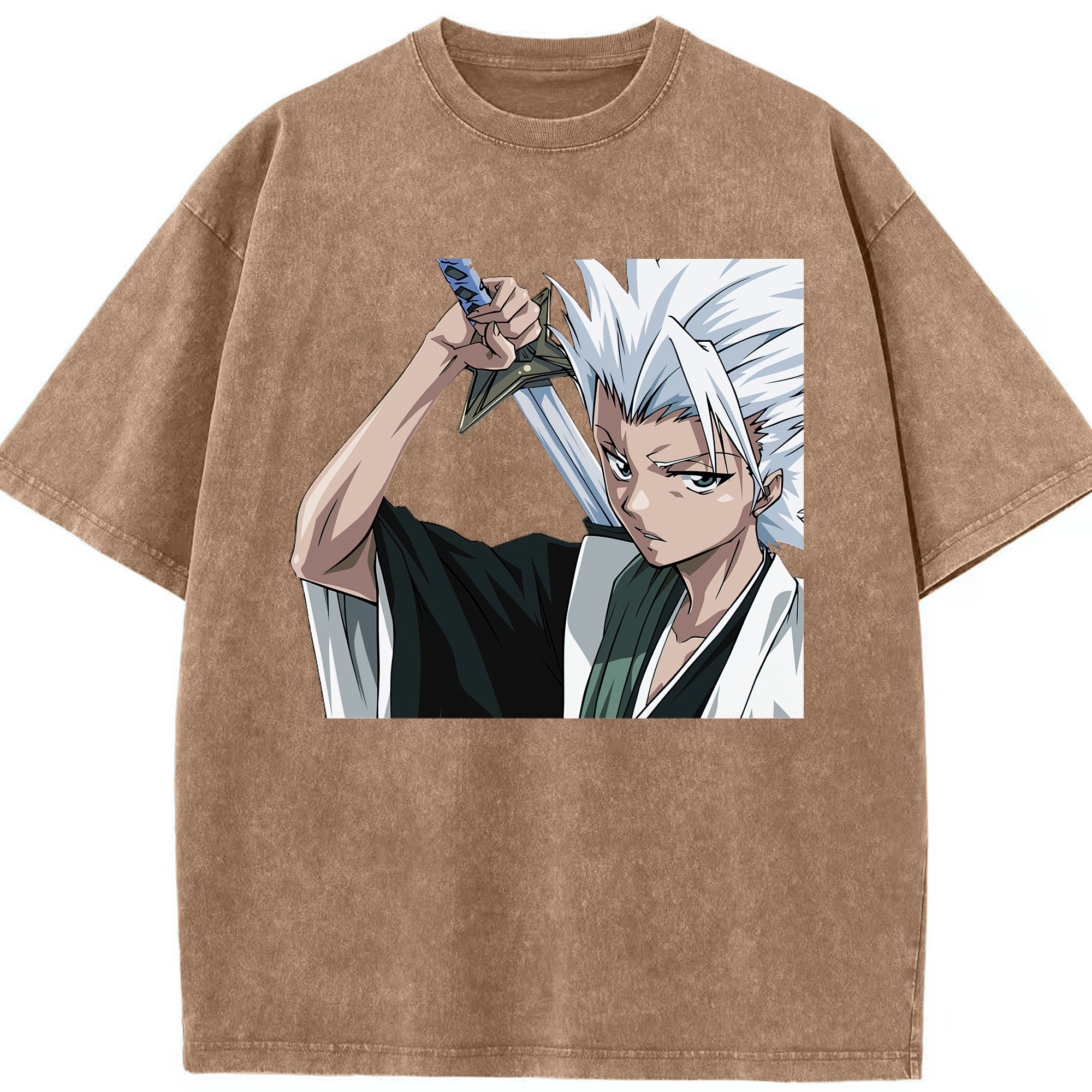 （画像用） ブリーチ 日番谷冬獅郎（ひつがや とうしろう） BLEACH Hitsugaya Toushirou 綿100% ヴィンテージ風 半袖Tシャツ（フロントプリント）