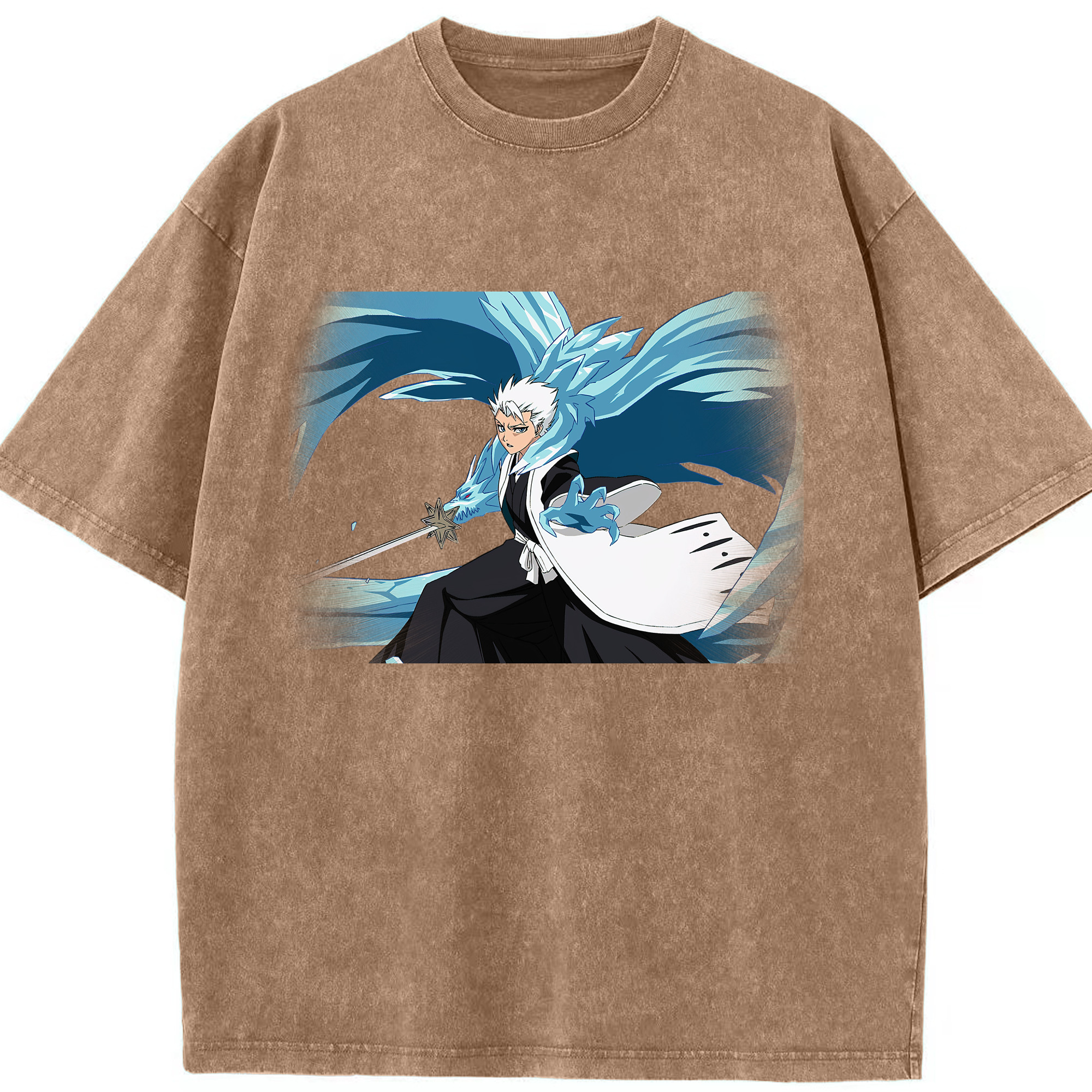 （画像用） ブリーチ 日番谷冬獅郎（ひつがや とうしろう） BLEACH Hitsugaya Toushirou 綿100% ヴィンテージ風 半袖Tシャツ（フロントプリント）