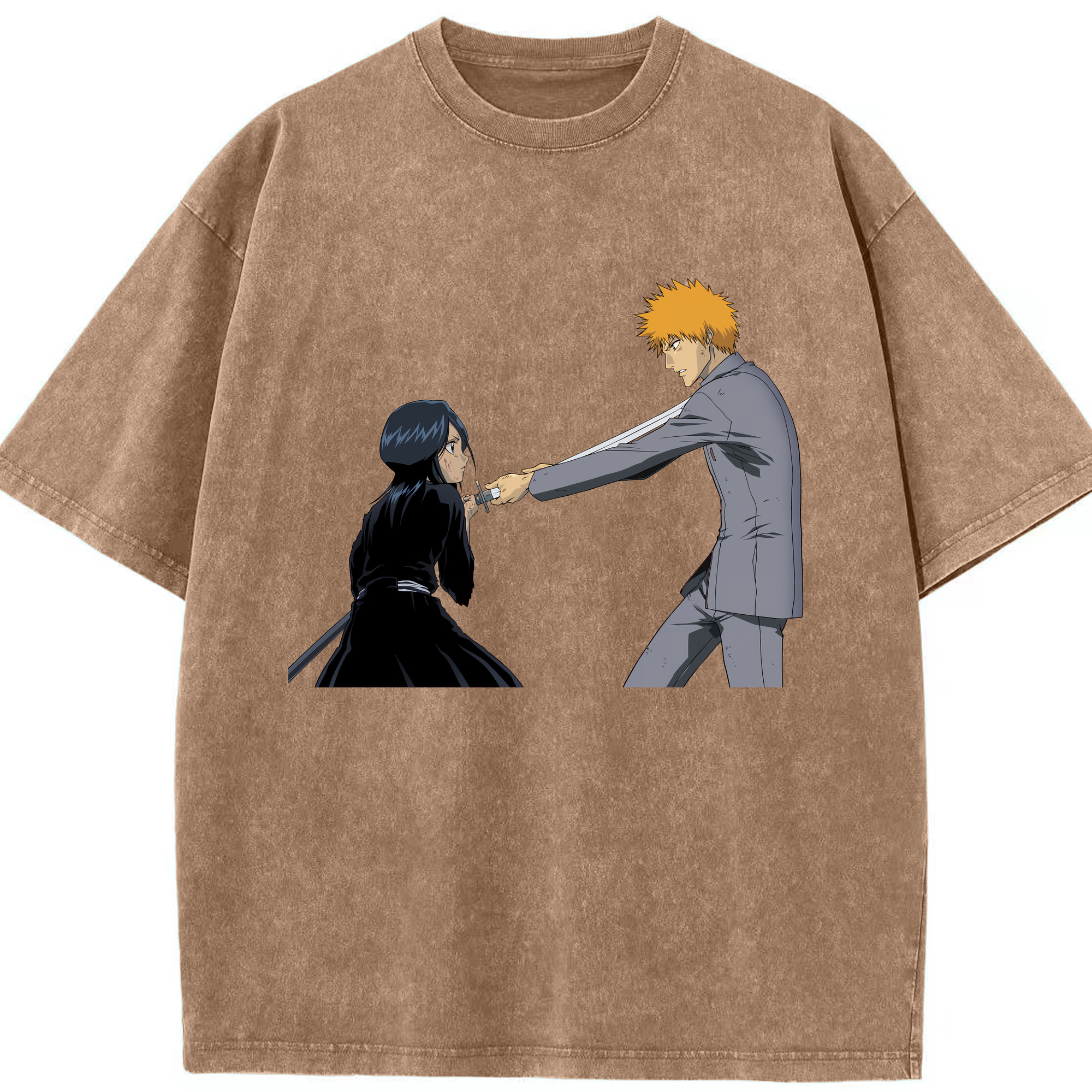 （画像用） ブリーチ 朽木ルキア BLEACH Kuchiki Rukia 綿100% ヴィンテージ風 半袖Tシャツ（フロントプリント）