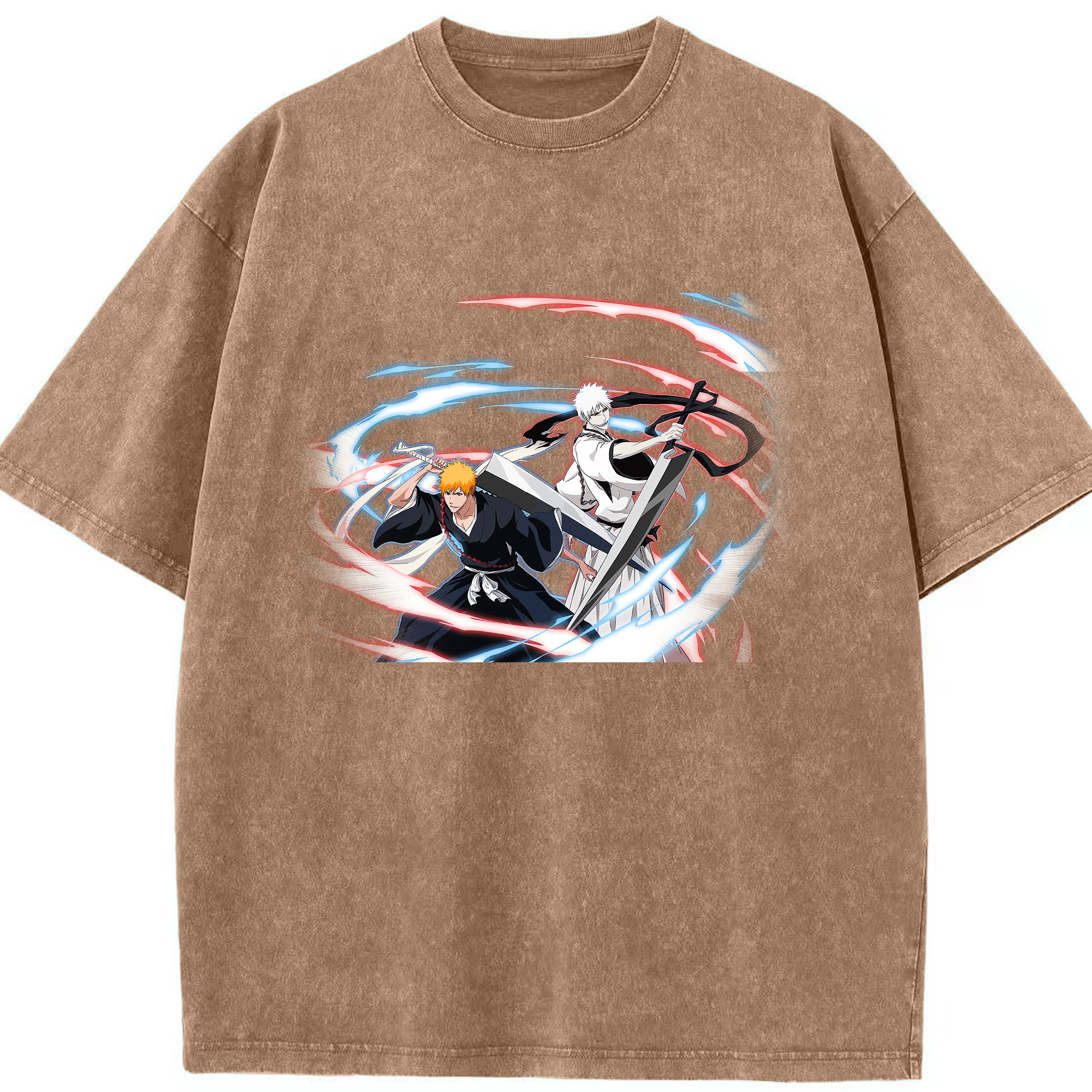 （画像用） ブリーチ 黒崎一護（くろさき いちご）BLEACH Kurosaki Ichigo 綿100% ヴィンテージ風 半袖Tシャツ（フロントプリント）