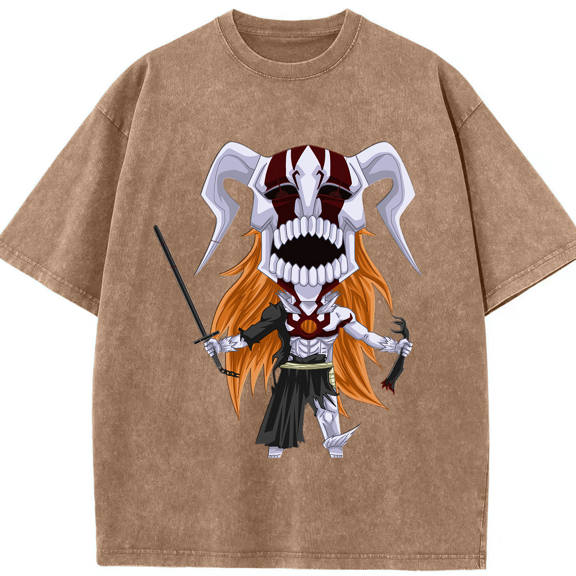 （画像用） ブリーチ 黒崎一護（くろさき いちご）BLEACH Kurosaki Ichigo 綿100% ヴィンテージ風 半袖Tシャツ（フロントプリント）