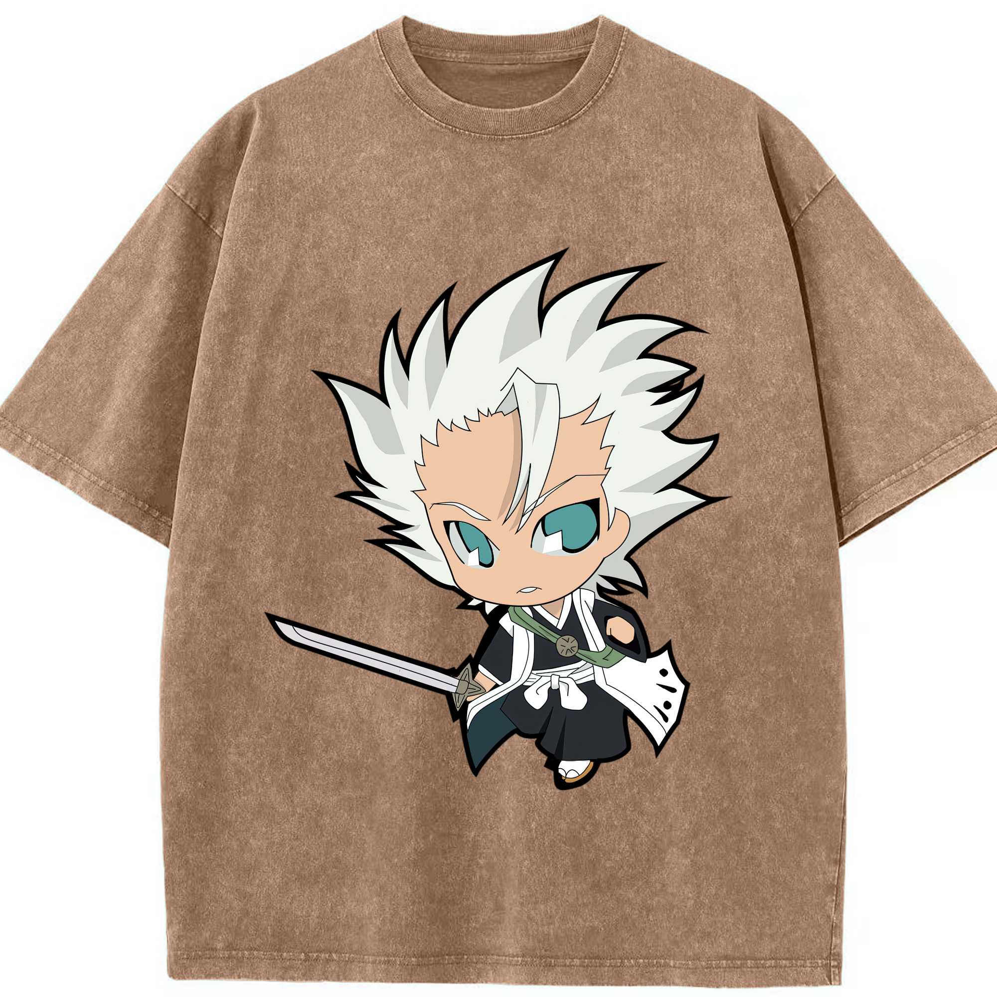 （画像用） ブリーチ 日番谷冬獅郎（ひつがや とうしろう） BLEACH Hitsugaya Toushirou 綿100% ヴィンテージ風 半袖Tシャツ（フロントプリント）