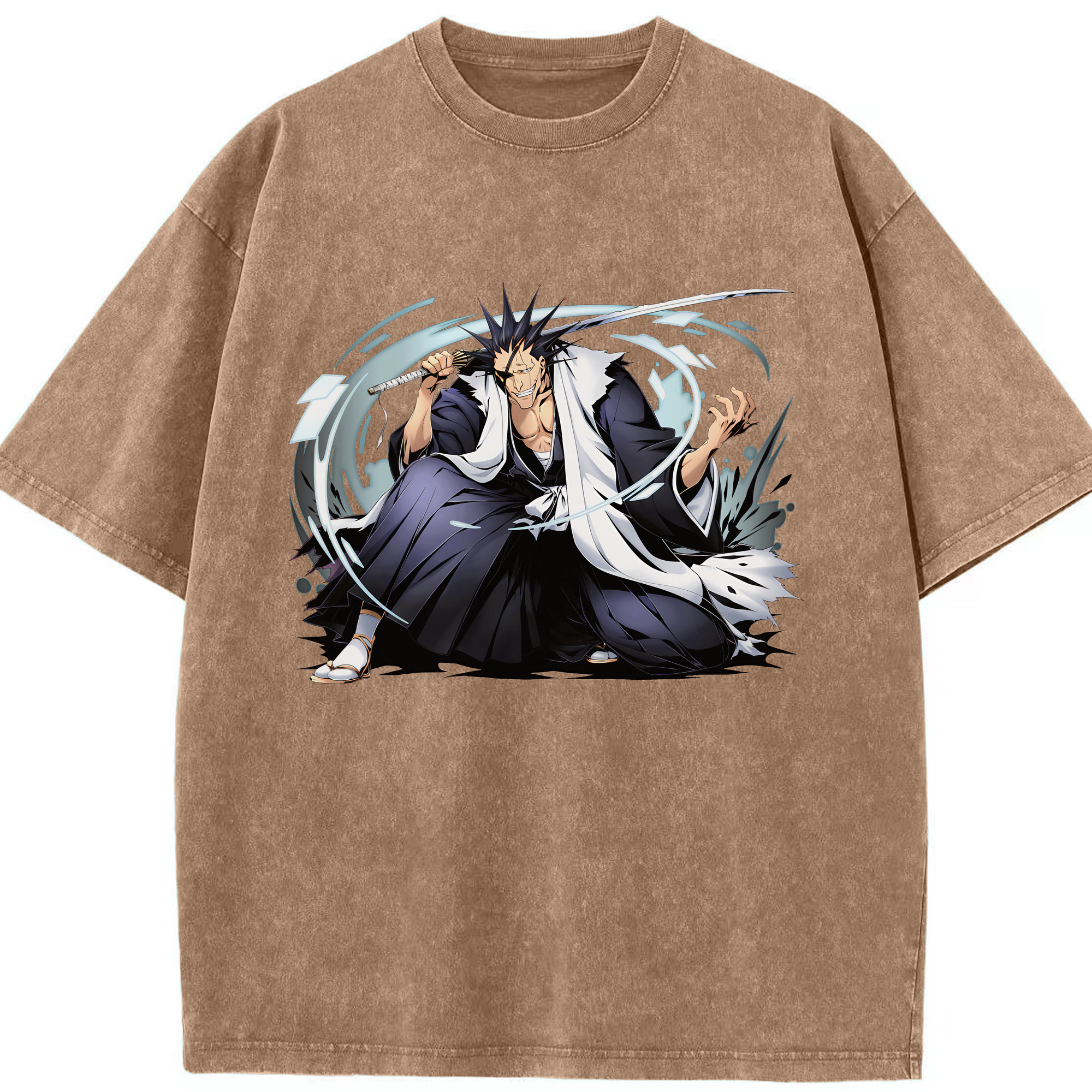 （画像用） ブリーチ ざらき けんぱち BLEACH Zaraki Kenpachi 綿100% ヴィンテージ風 半袖Tシャツ（フロントプリント）