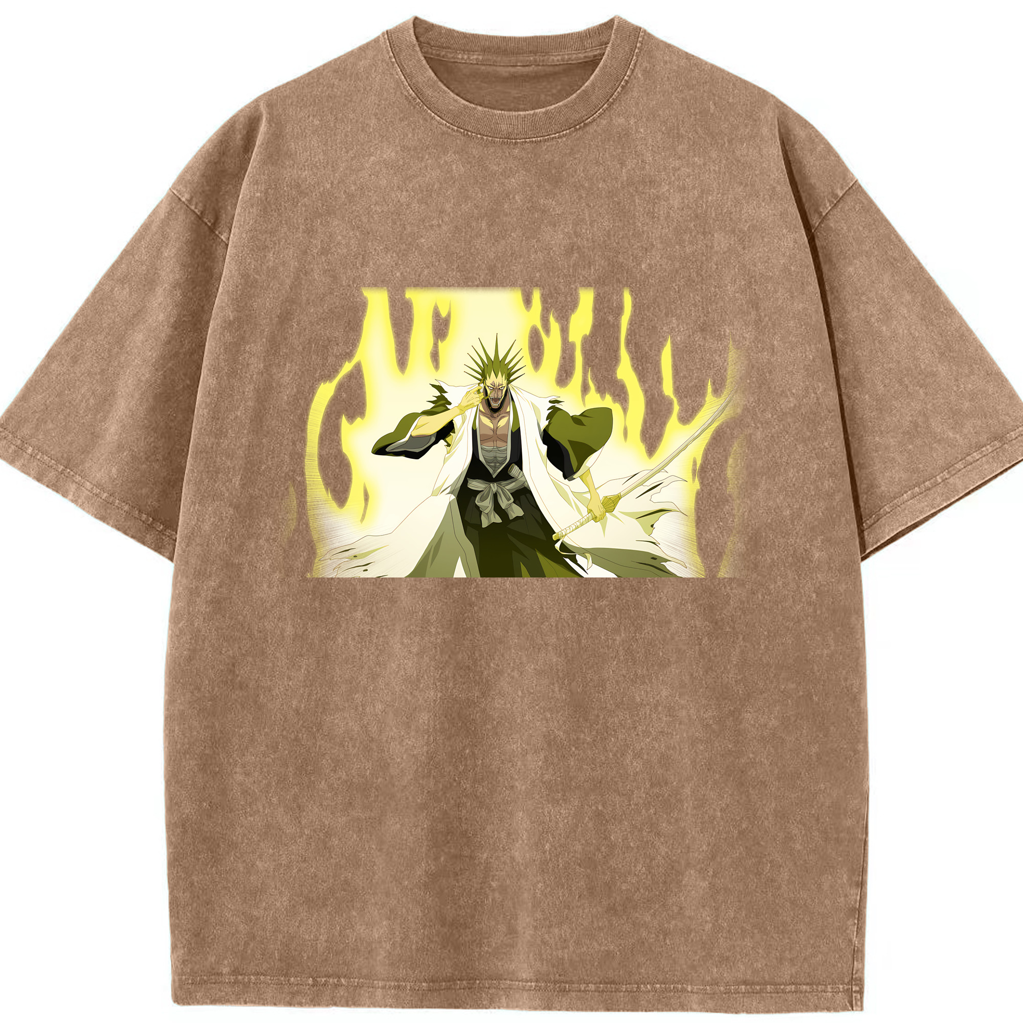 （画像用） ブリーチ ざらき けんぱち BLEACH Zaraki Kenpachi 綿100% ヴィンテージ風 半袖Tシャツ（フロントプリント）