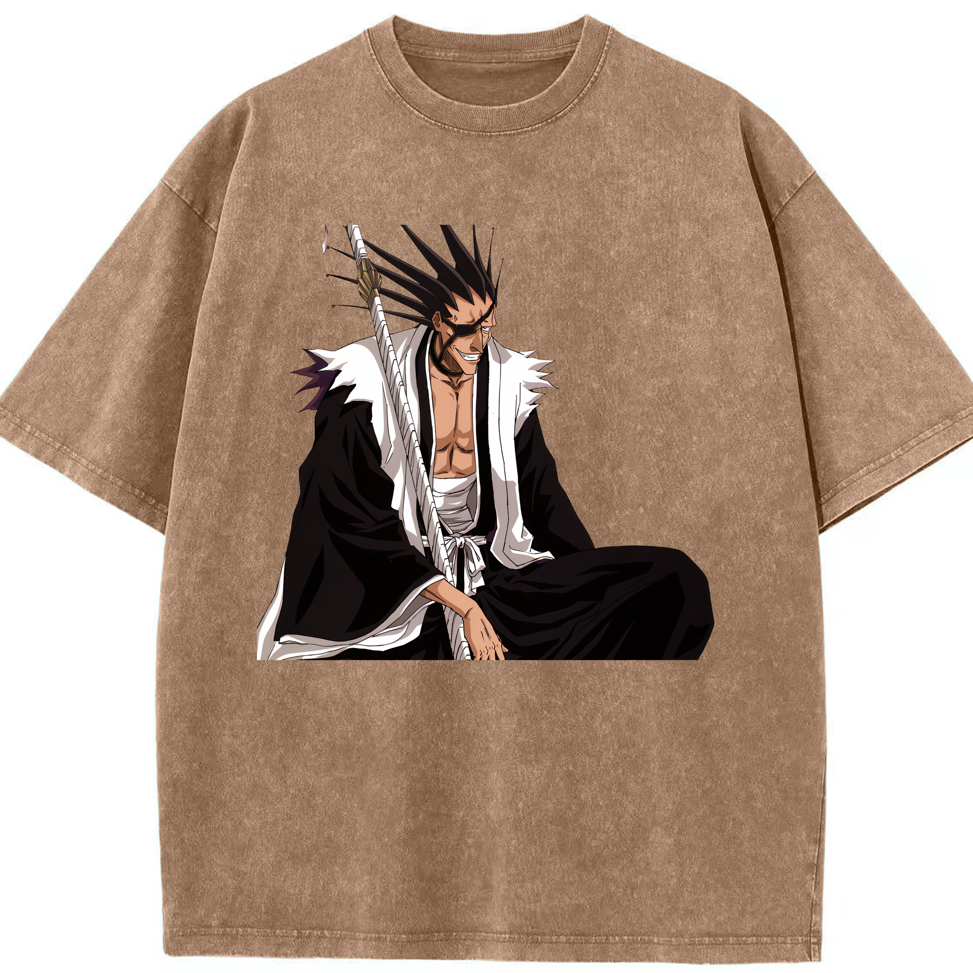 （画像用） ブリーチ ざらき けんぱち BLEACH Zaraki Kenpachi 綿100% ヴィンテージ風 半袖Tシャツ（フロントプリント）