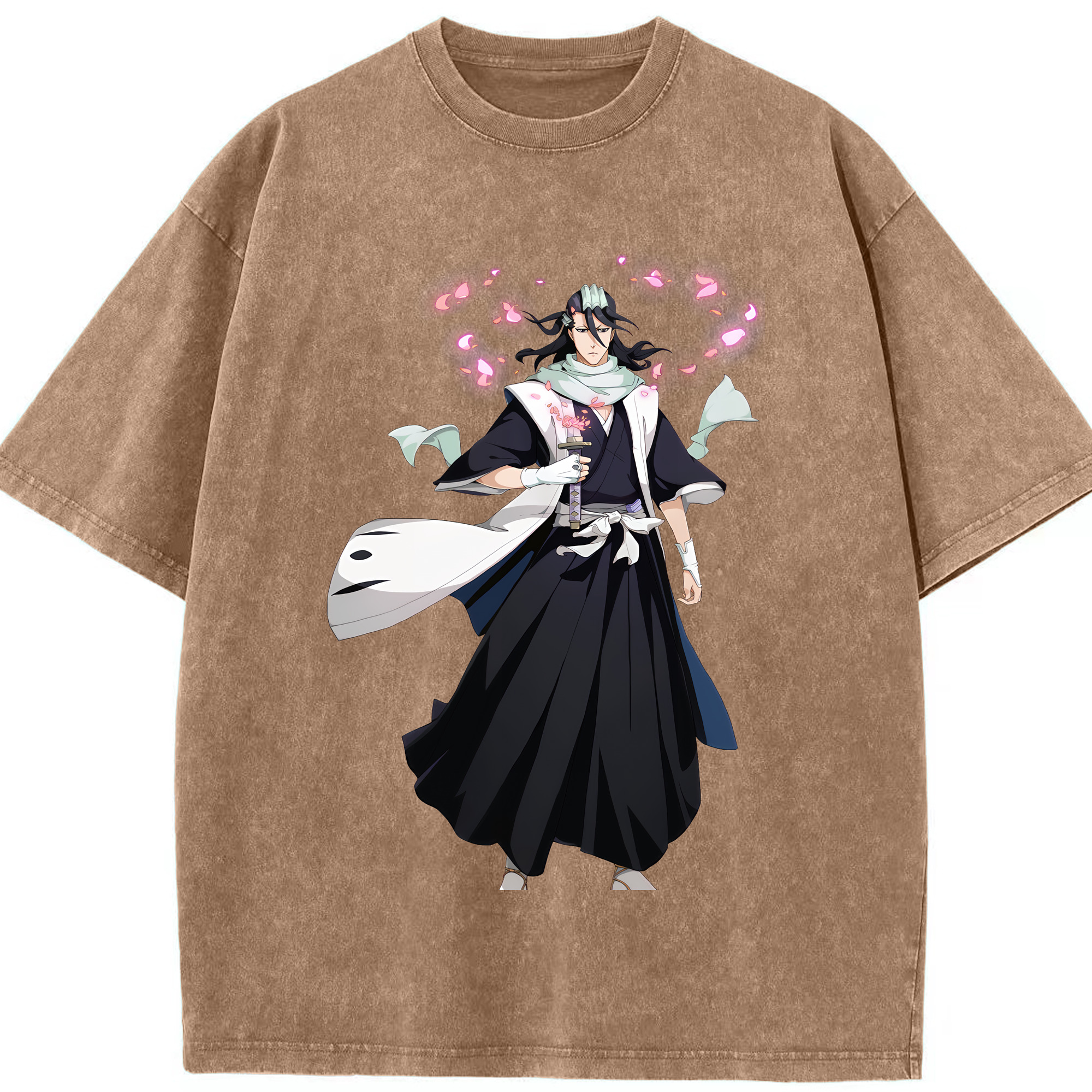 （画像用） ブリーチ くちき びゃくや BLEACH Kuchiki Byakuya 綿100% ヴィンテージ風 半袖Tシャツ（フロントプリント）