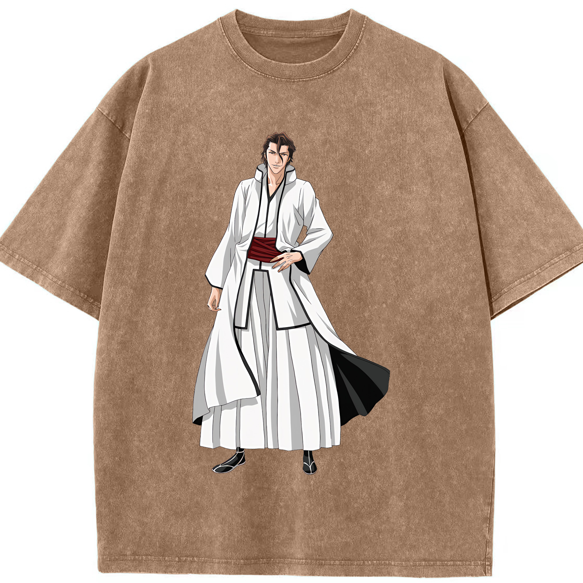 （画像用） ブリーチ 藍染 惣右介（あいぜん そうすけ） BLEACH Aizen Sousuke 綿100% ヴィンテージ風 半袖Tシャツ（フロントプリント）
