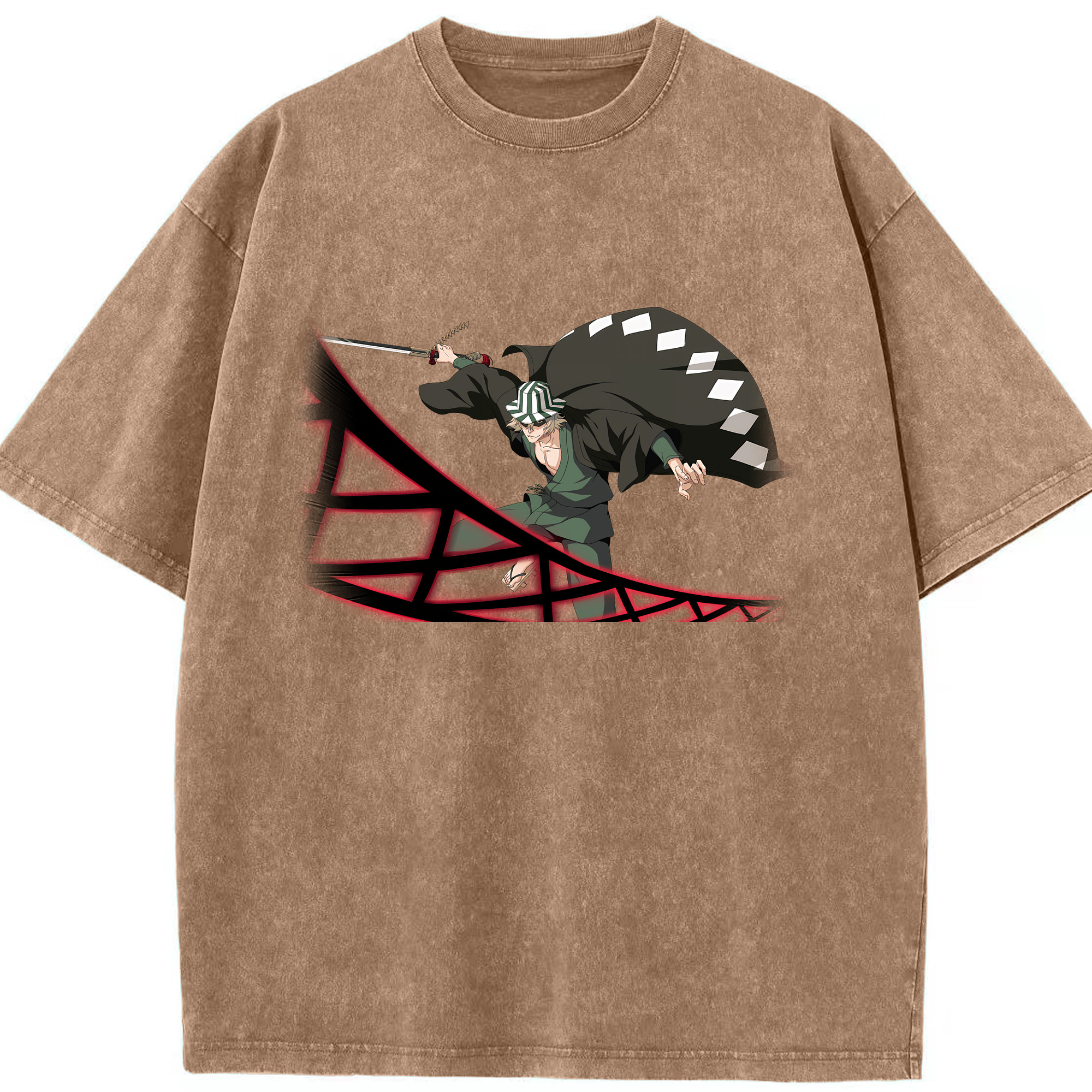 （画像用） "ブリーチ 浦原 喜助（うらはら きすけ） BLEACH Urahara Kisuke " 綿100% ヴィンテージ風 半袖Tシャツ（フロントプリント）