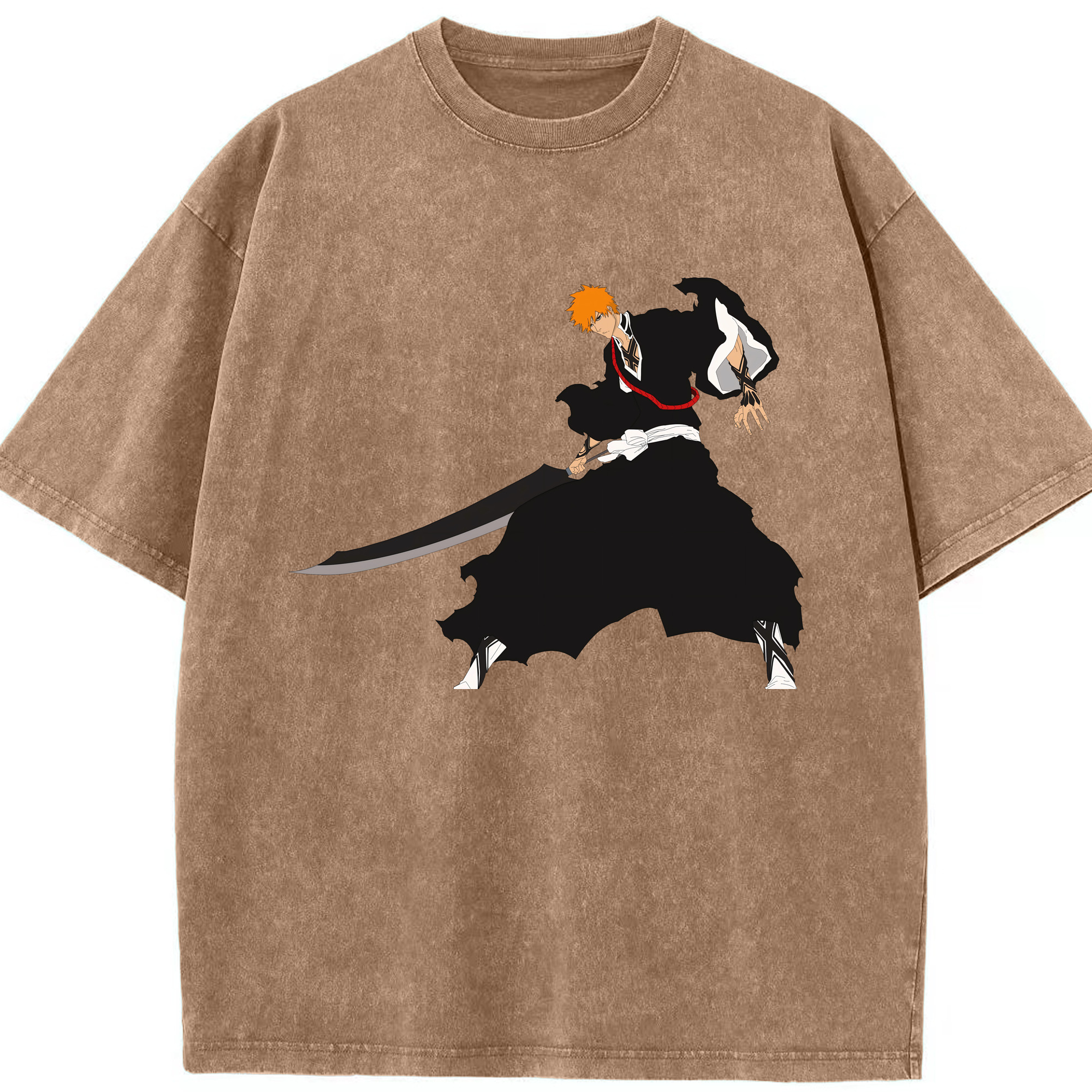 （画像用） ブリーチ 黒崎一護（くろさき いちご）BLEACH Kurosaki Ichigo 綿100% ヴィンテージ風 半袖Tシャツ（フロントプリント）
