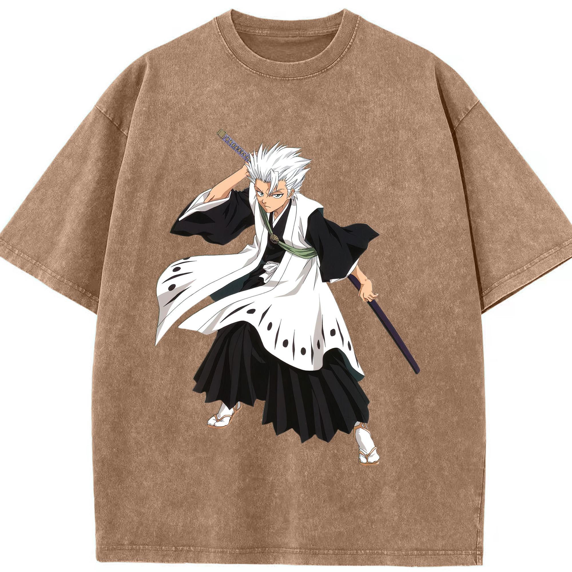 （画像用） ブリーチ 日番谷冬獅郎（ひつがや とうしろう） BLEACH Hitsugaya Toushirou 綿100% ヴィンテージ風 半袖Tシャツ（フロントプリント）