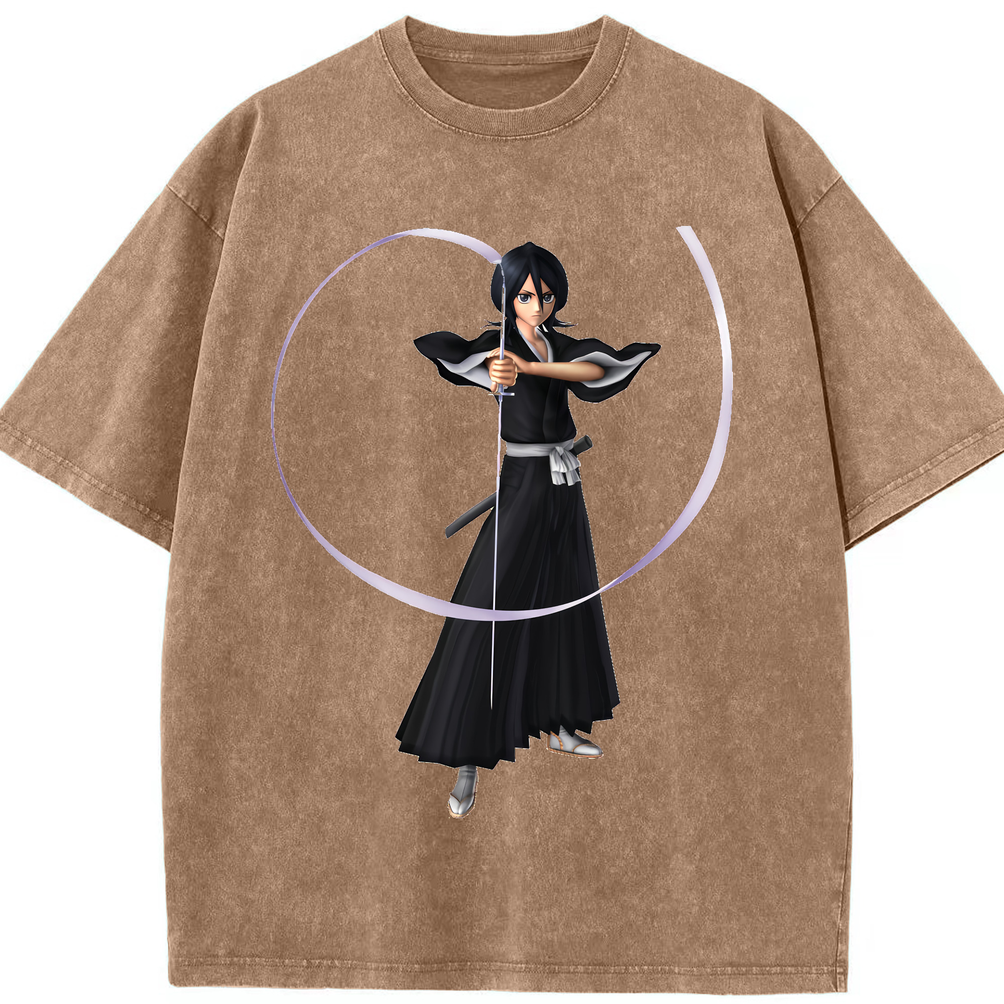 （画像用） ブリーチ 朽木ルキア BLEACH Kuchiki Rukia 綿100% ヴィンテージ風 半袖Tシャツ（フロントプリント）